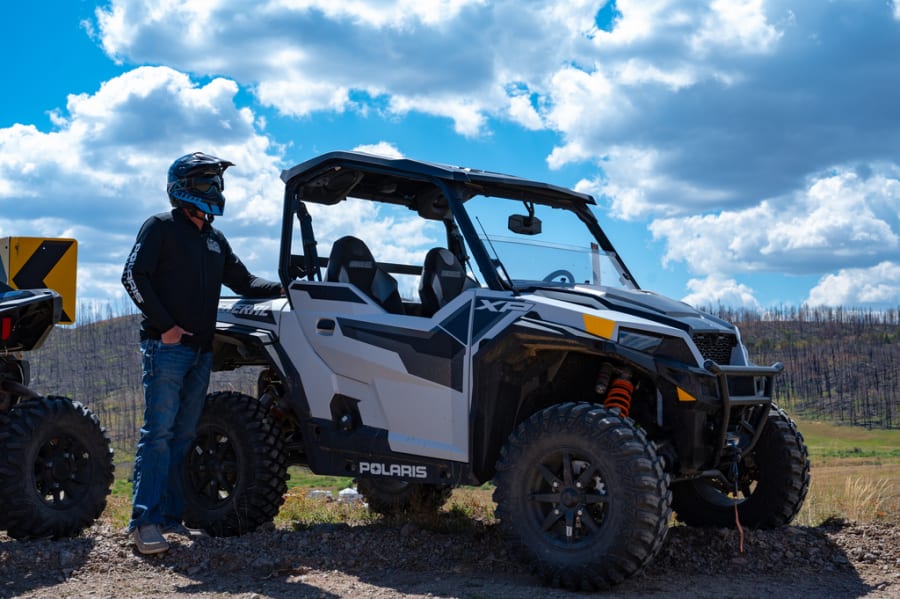 Two-seater Polaris side by side.