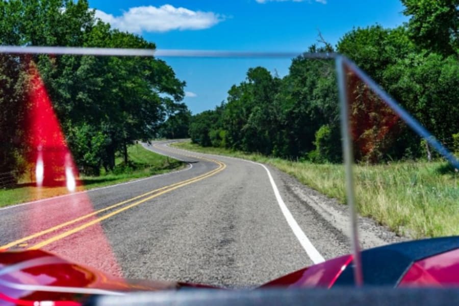 Texas back country two-lane highway.