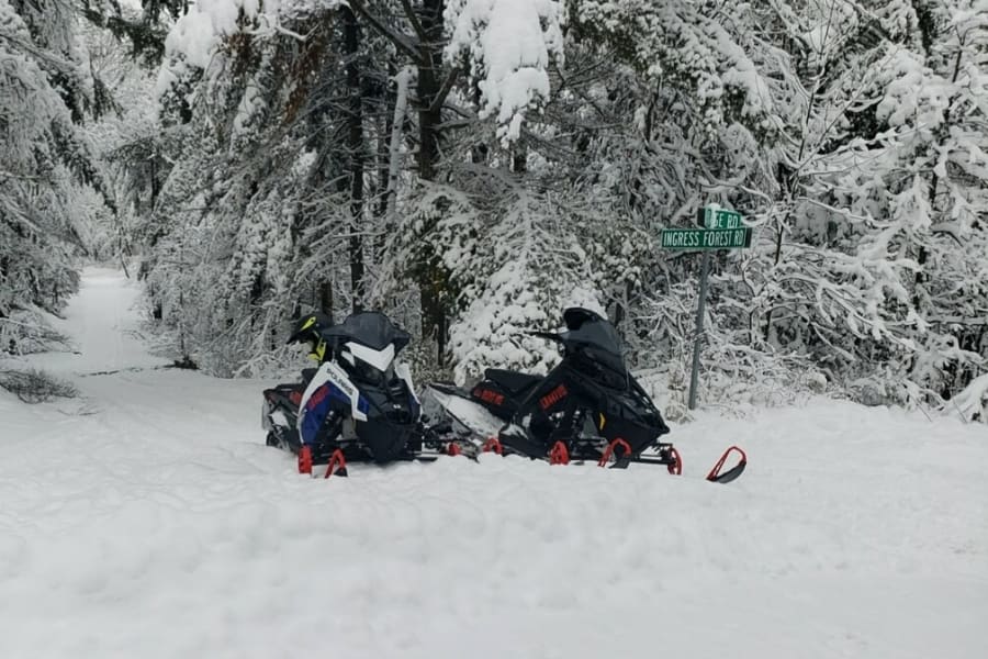 Two Polaris snowmobiles in Minnesota
