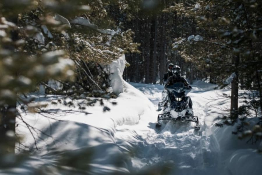 Two snowmobilers near Jackman, Maine