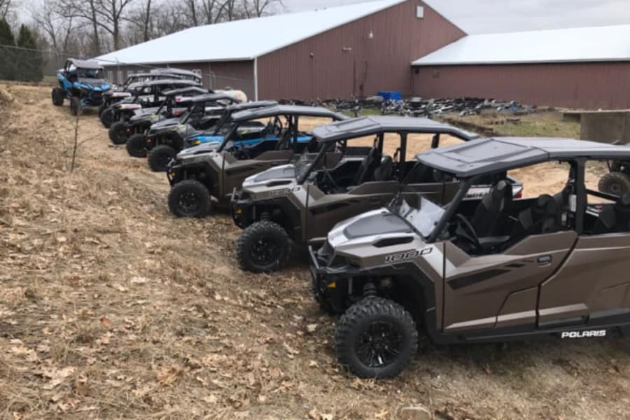 Lineup of Polaris vehicles