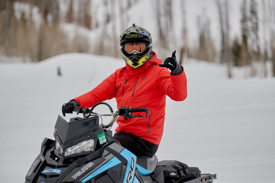 Snowmobiler on Polaris sled