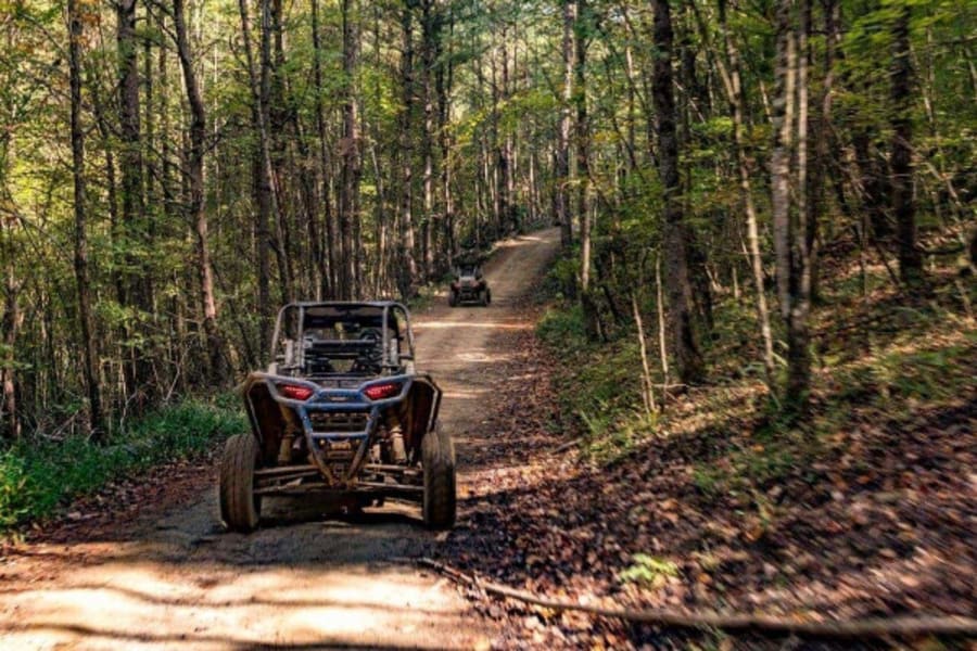Polaris side by sides riding off-road trails in the heart of Appalachia. 