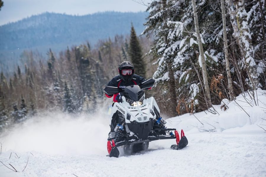 Snowmobiler near The Forks, Maine.