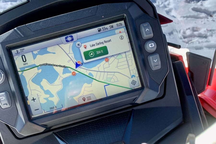 Navigation device on Polaris snowmobile