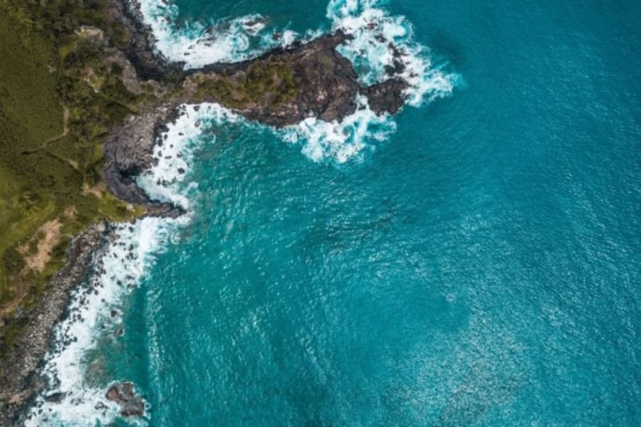 Aerial view of Hawaiin coastline