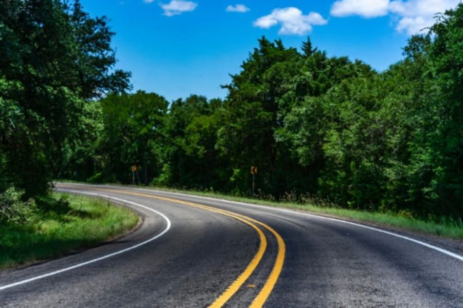 Texas two-lane highway.