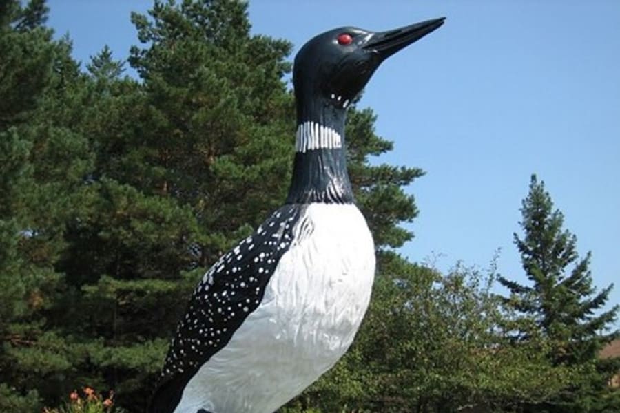 large statue of a Loon in Mercer, Wisconsin