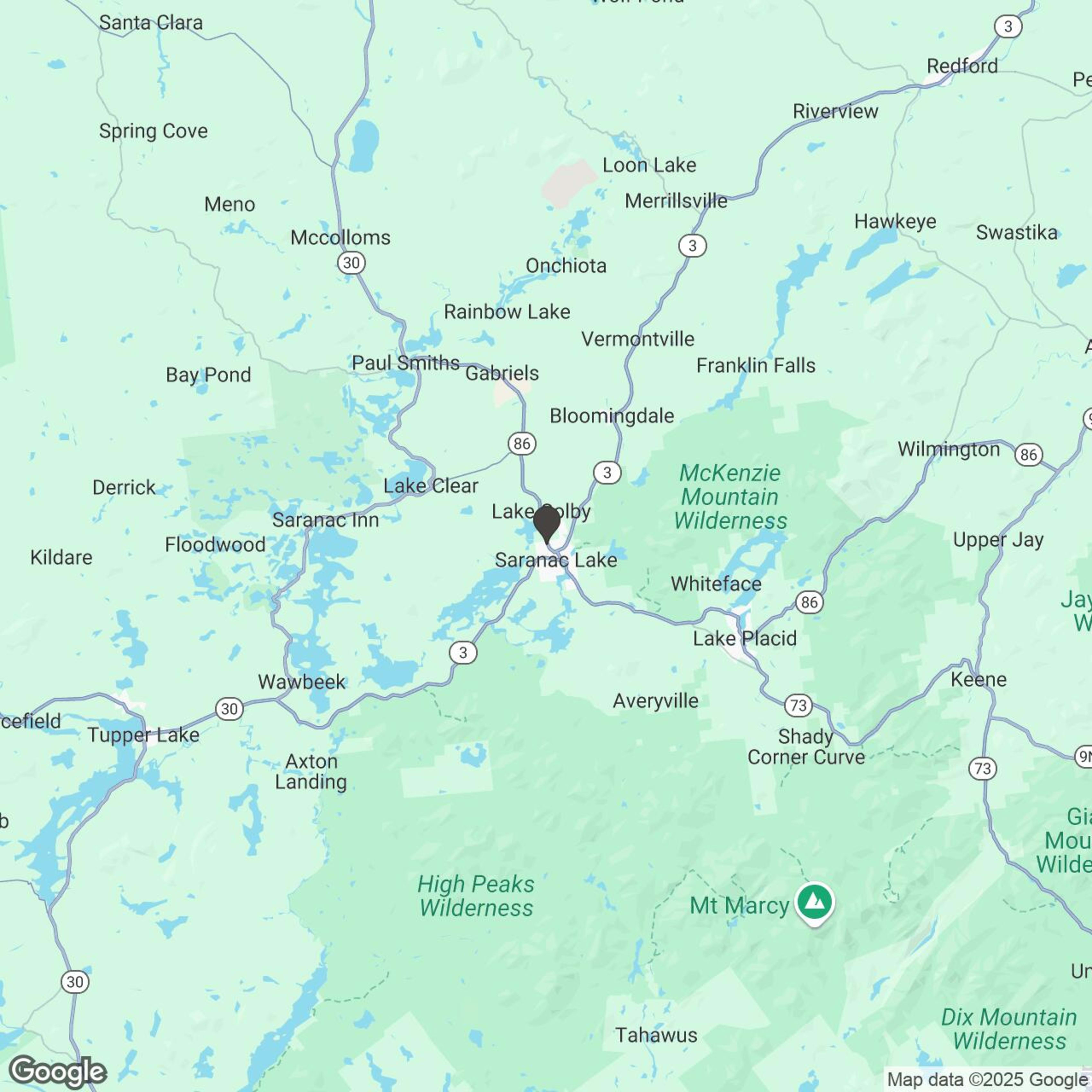 Map showing location of Sara-Placid Sled & Spoke