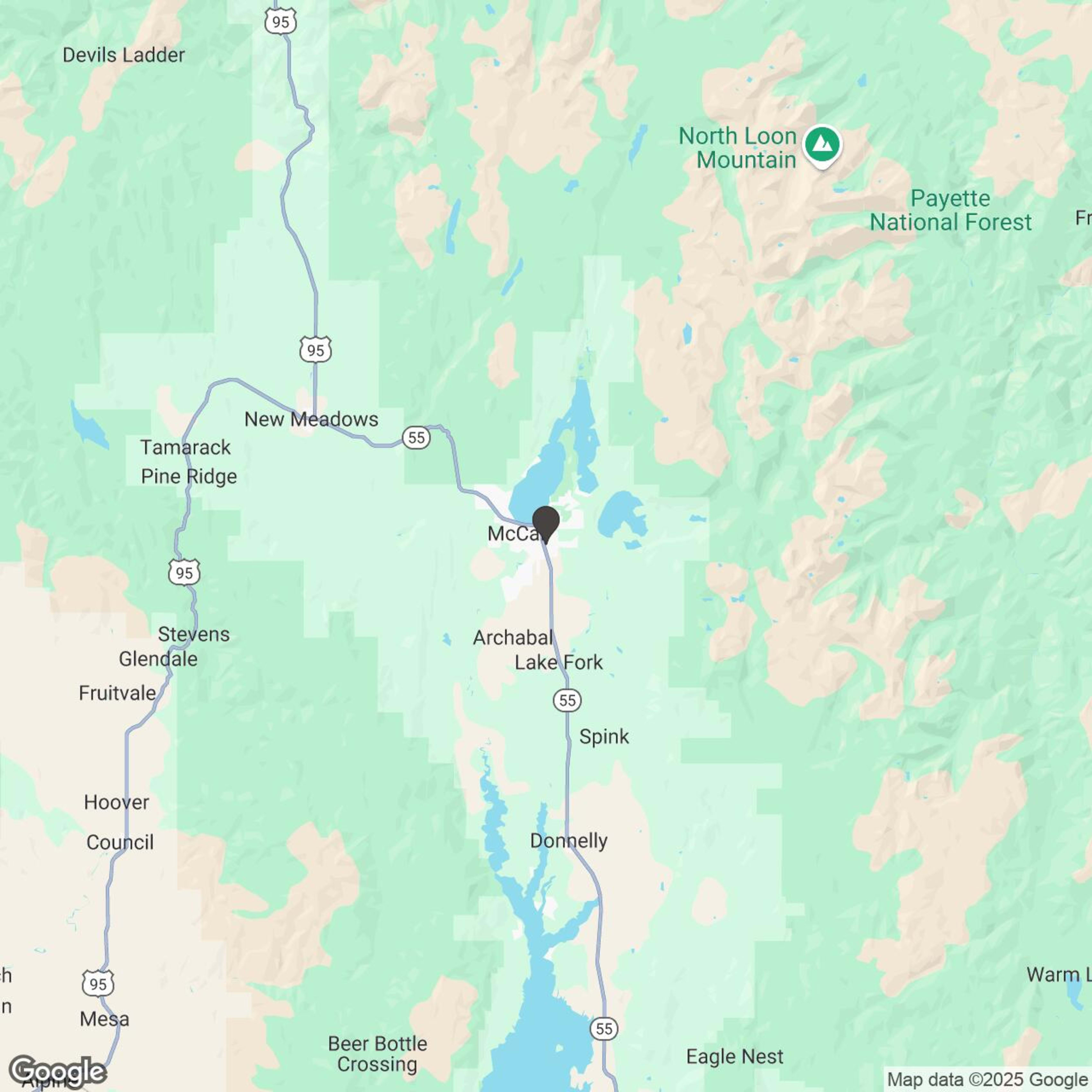 Map showing location of Mountain Meadow Adventure Rentals