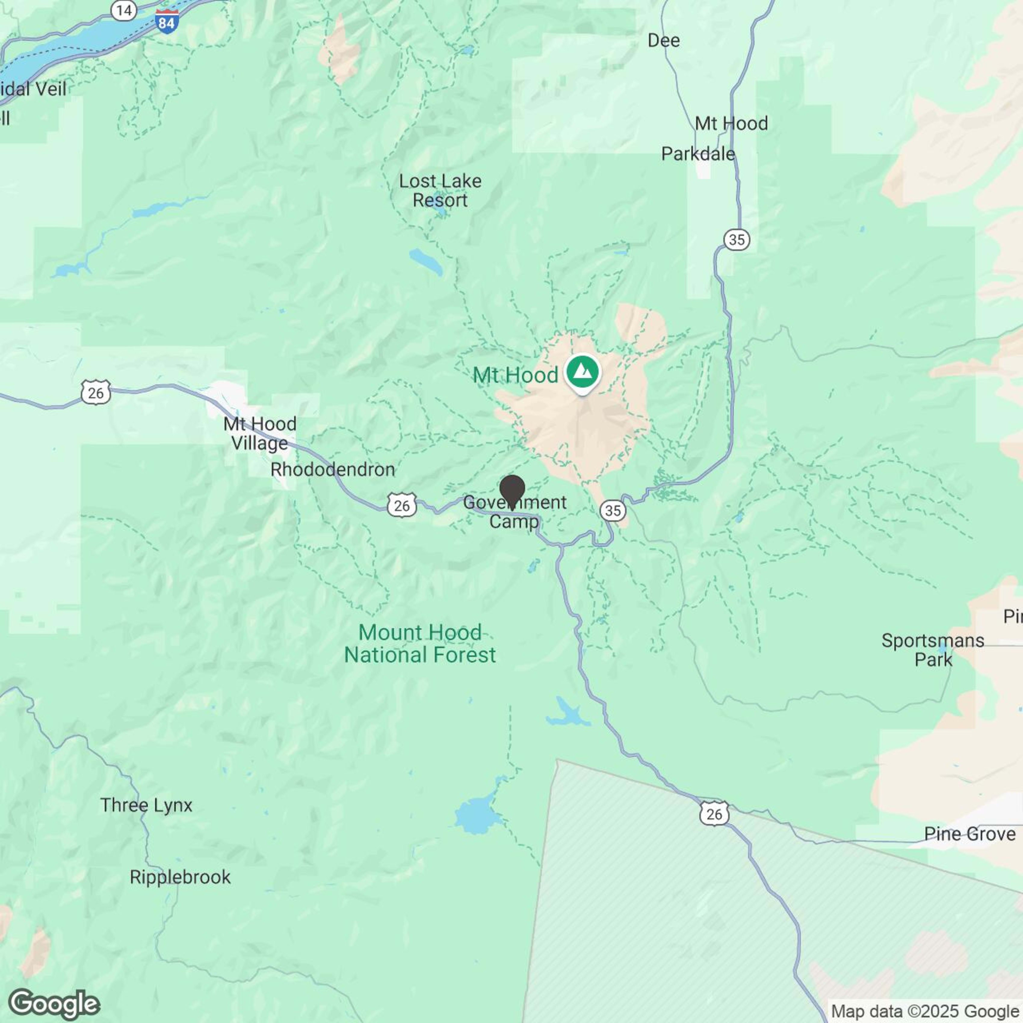Map showing location of Mt. Hood Outfitters