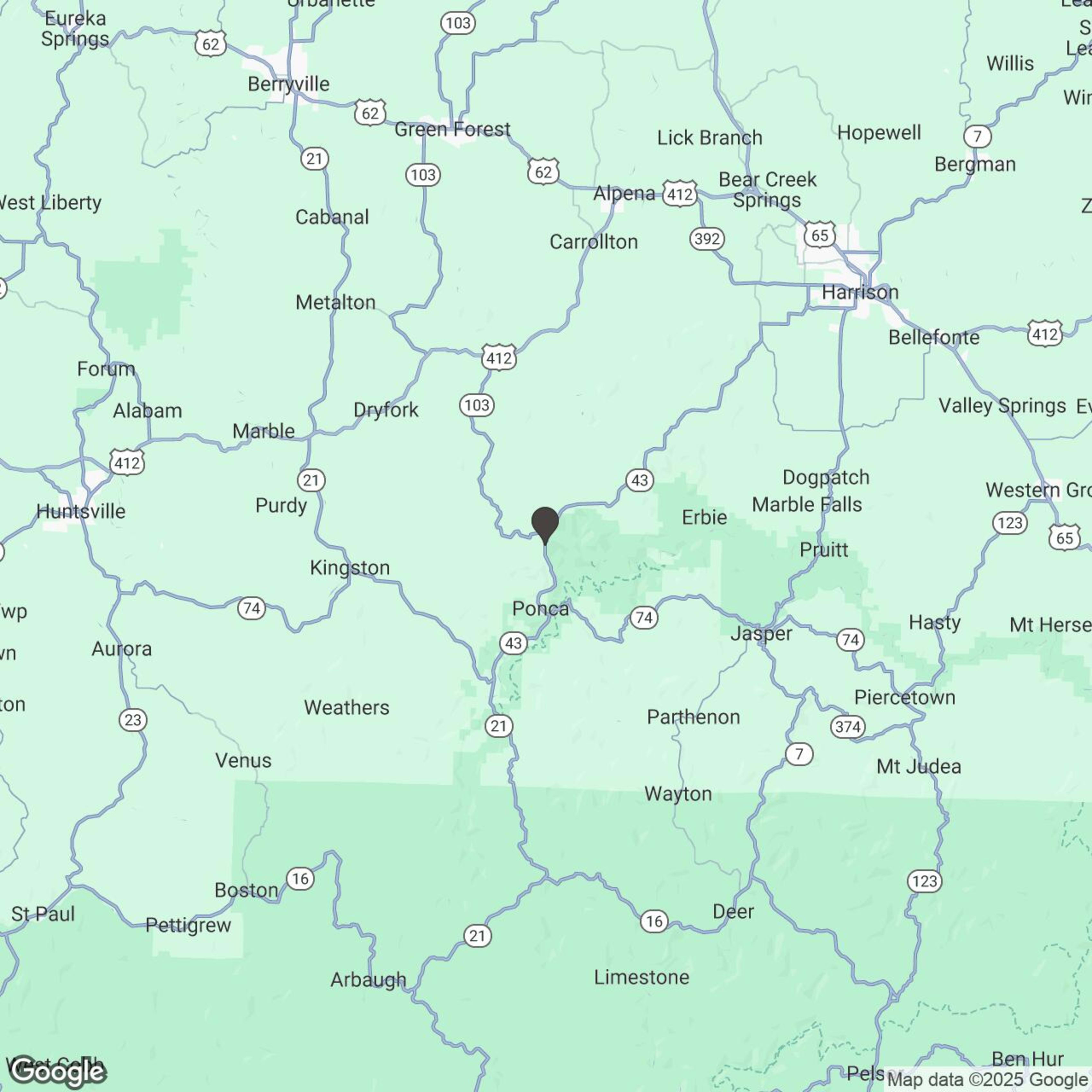 Map showing location of Buffalo River Off-Road Rentals