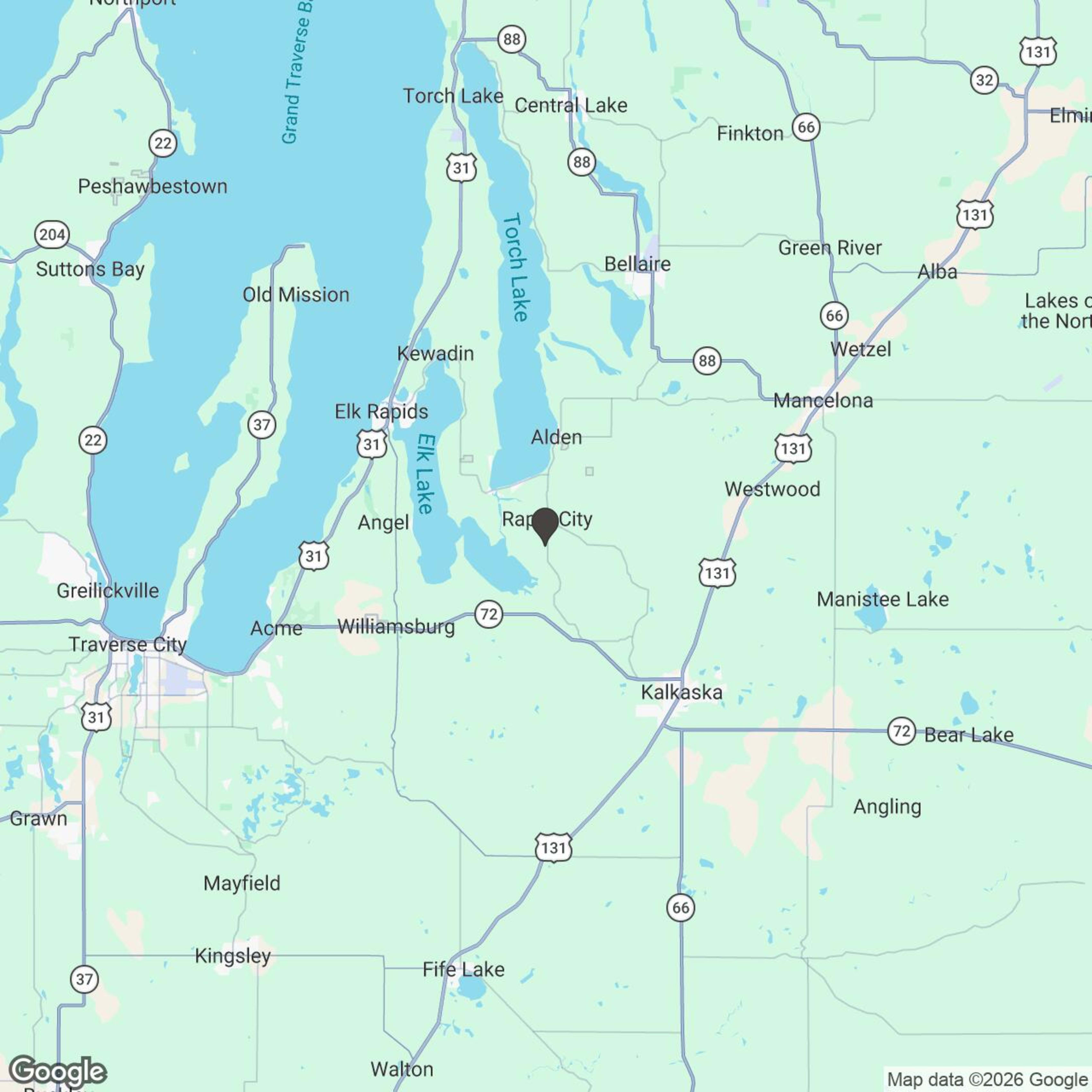 Map showing location of Memories Traverse City Rental - Torch Lake