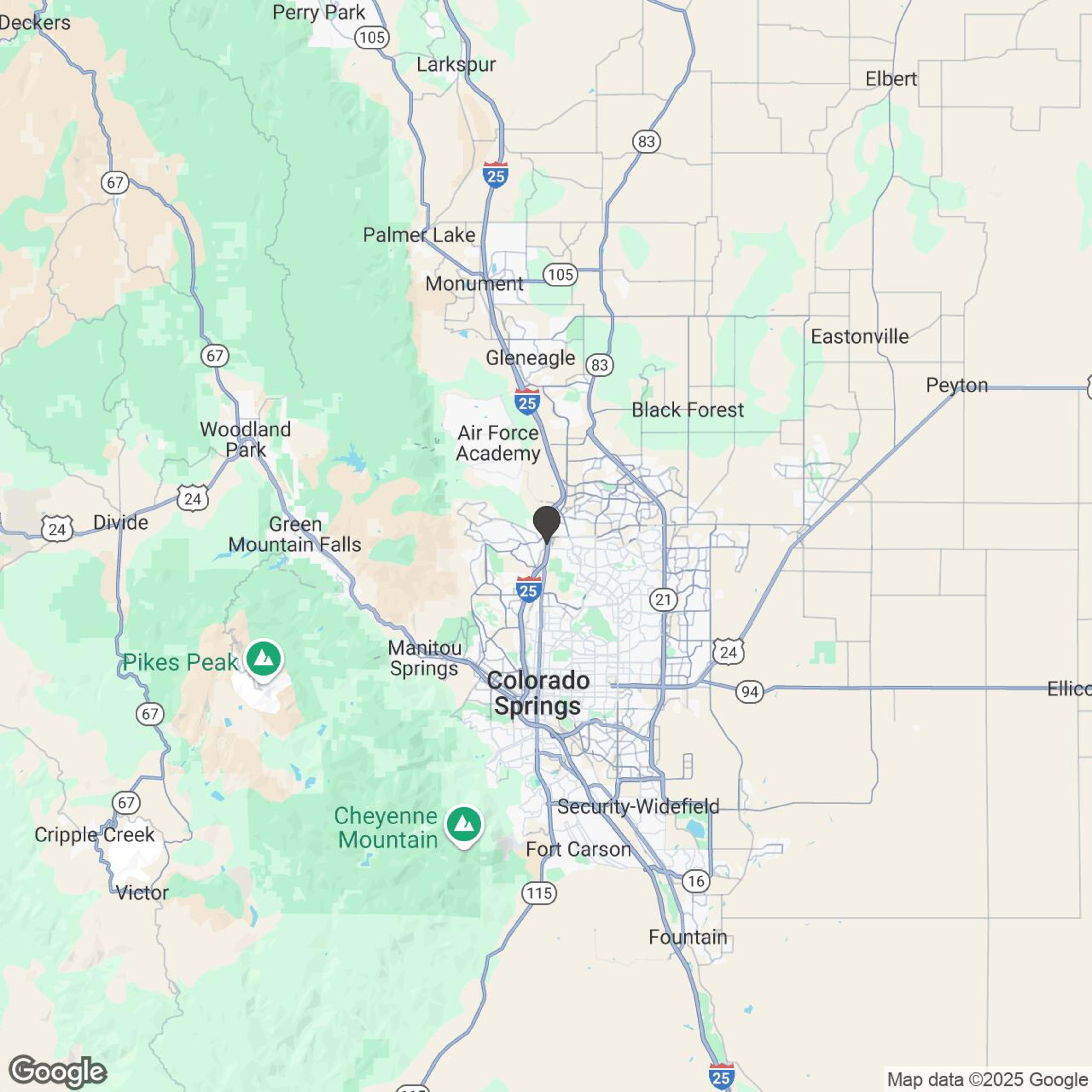 Map showing location of Pikes Peak Indian Motorcycle