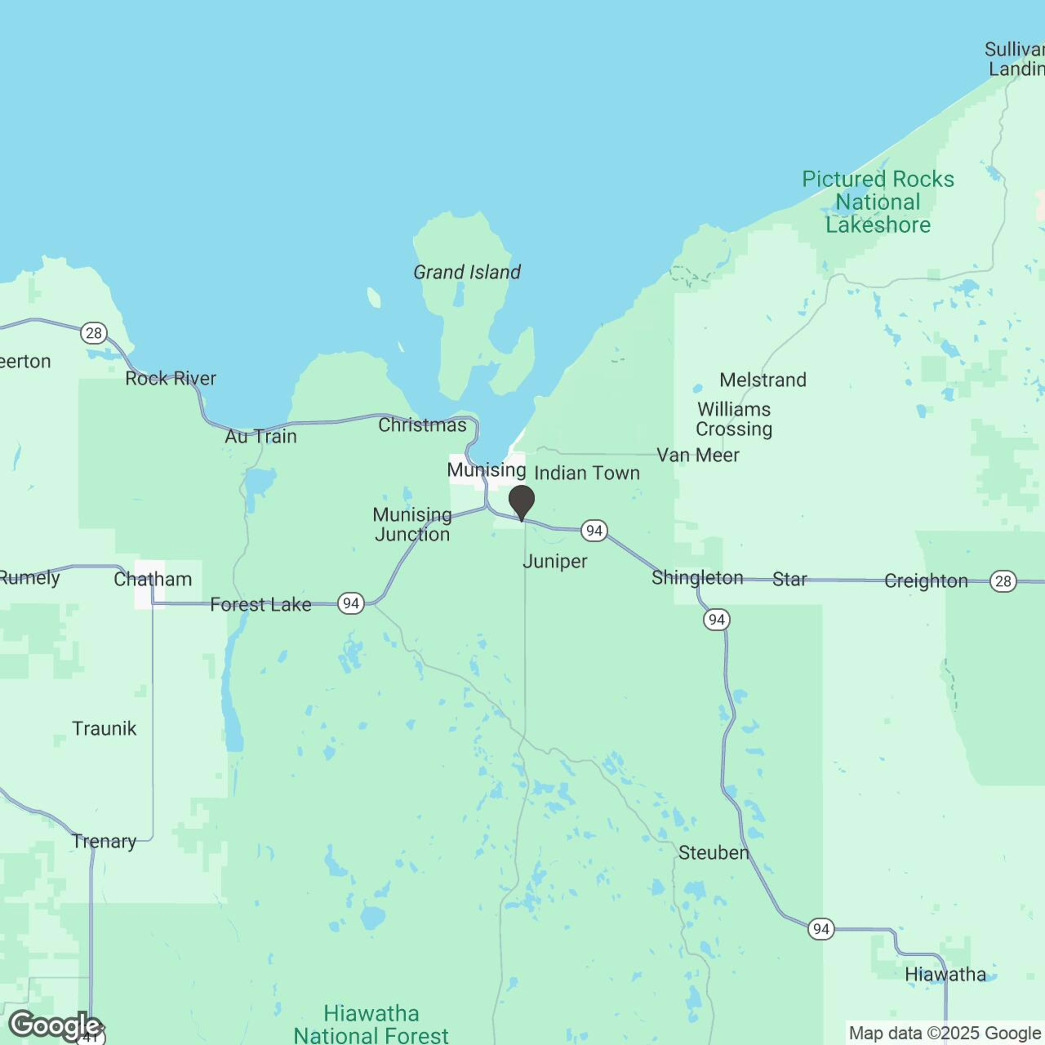 Map showing location of U.P. Power Sport Rental - Munising