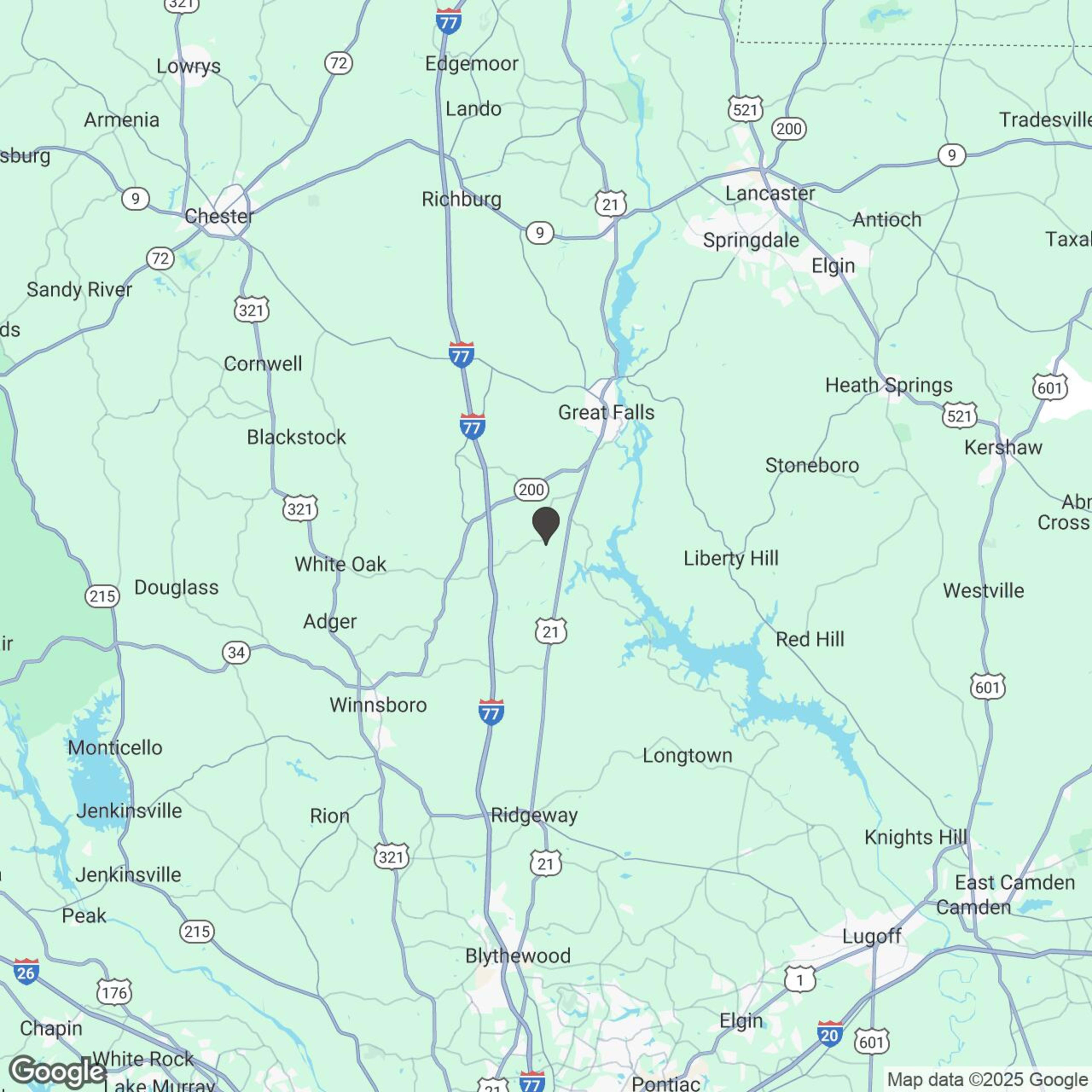 Map showing location of Carolina Adventure World