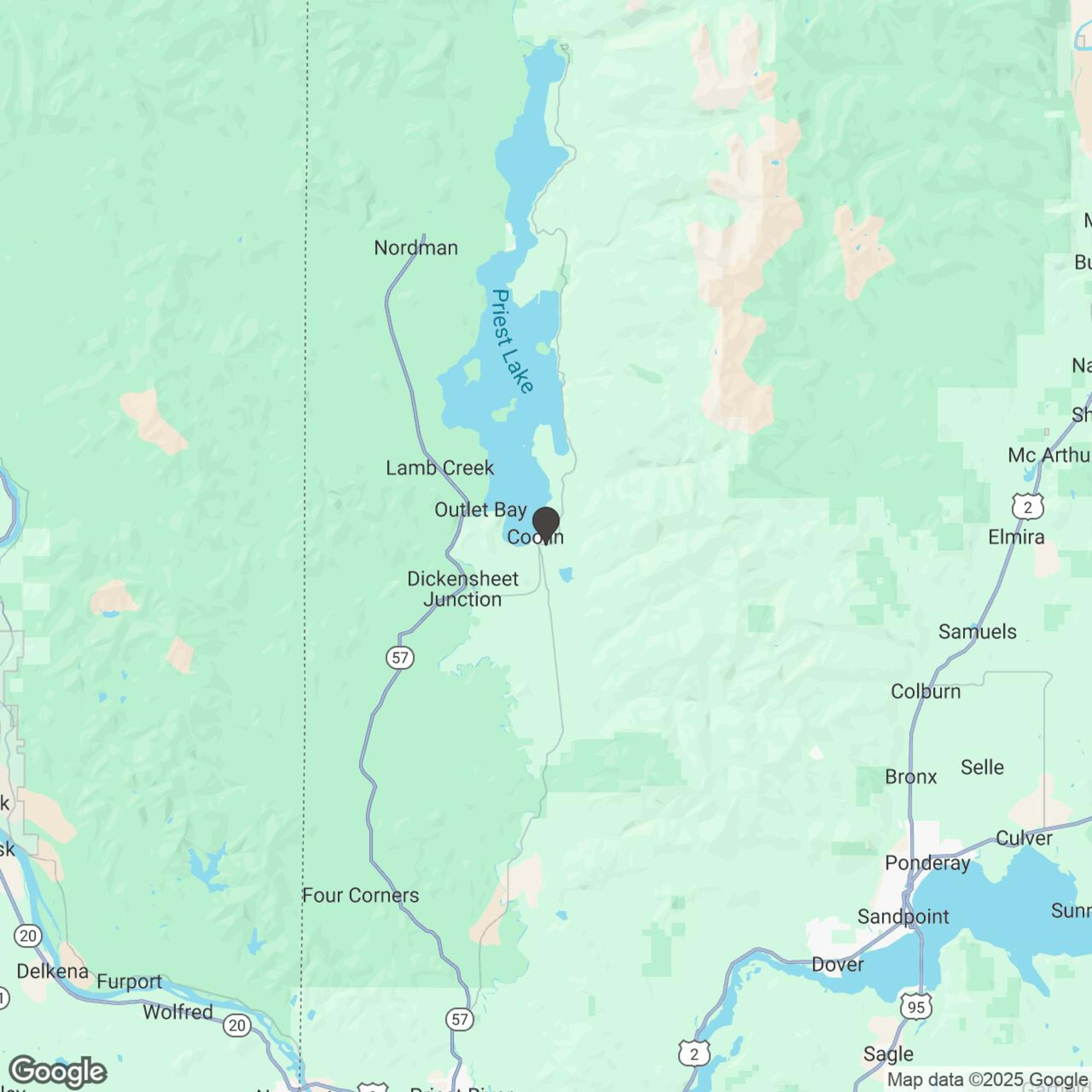 Map showing location of Priest Lake Adventures