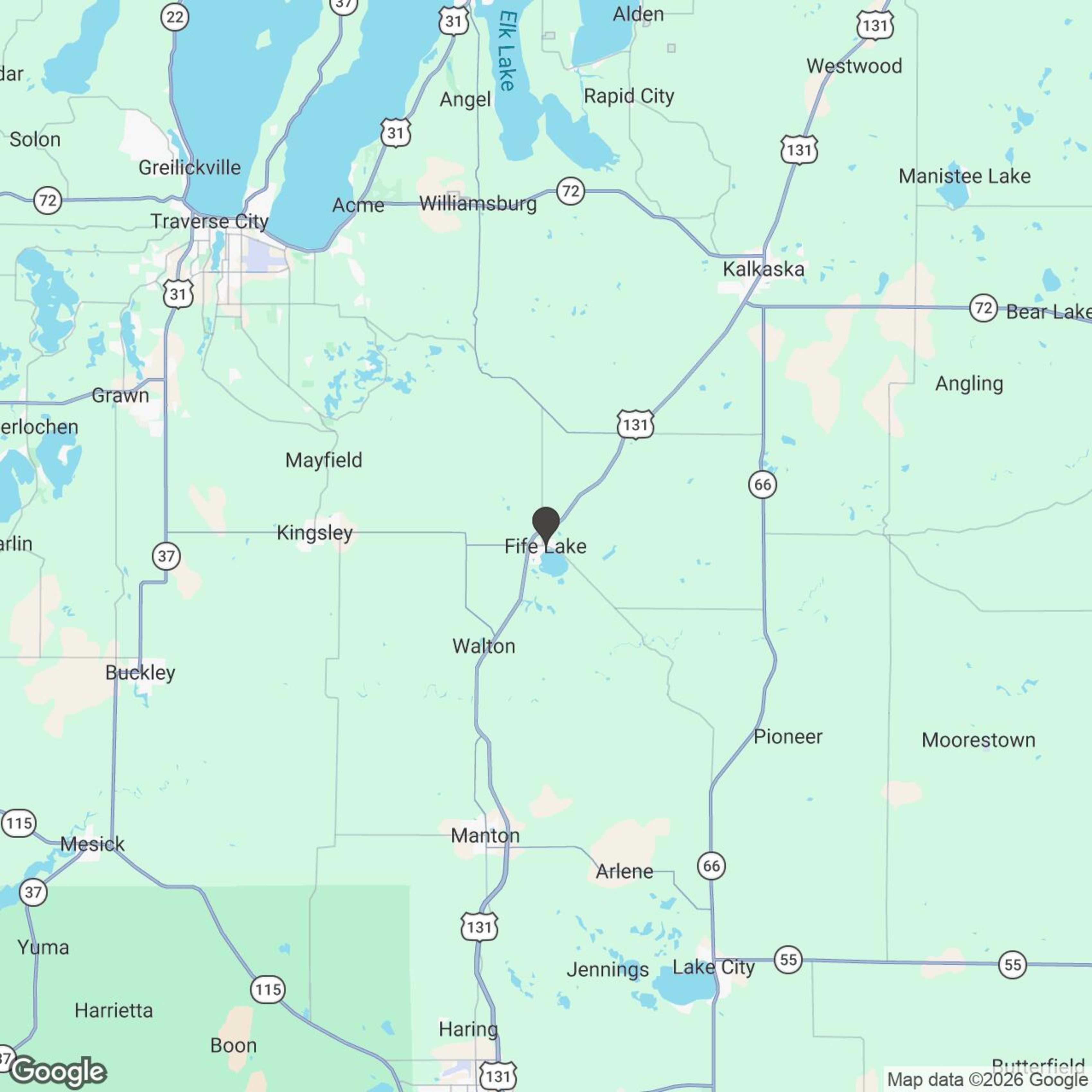 Map showing location of Memories Traverse City Rental - Fife Lake