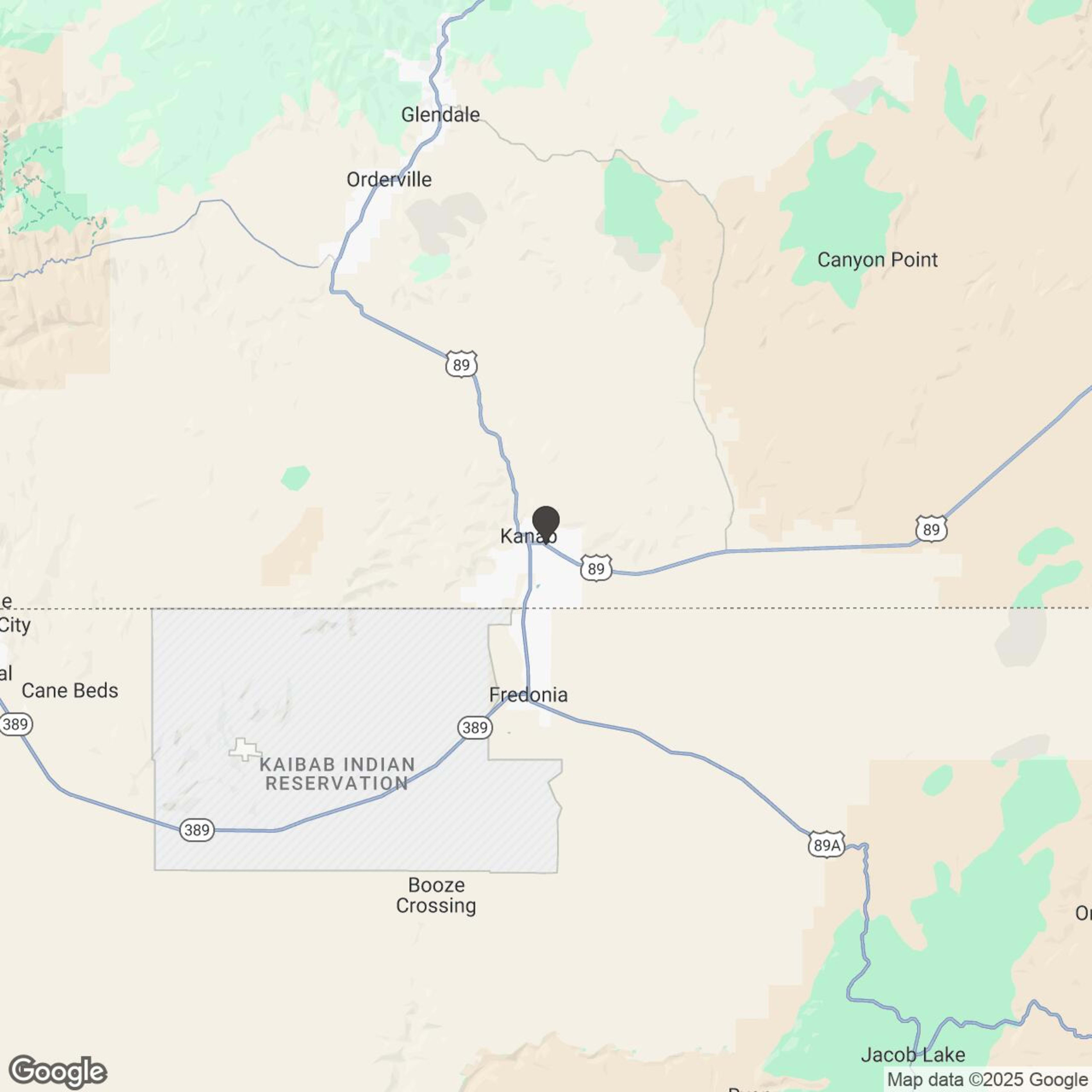 Map showing location of Kanab Tour Company