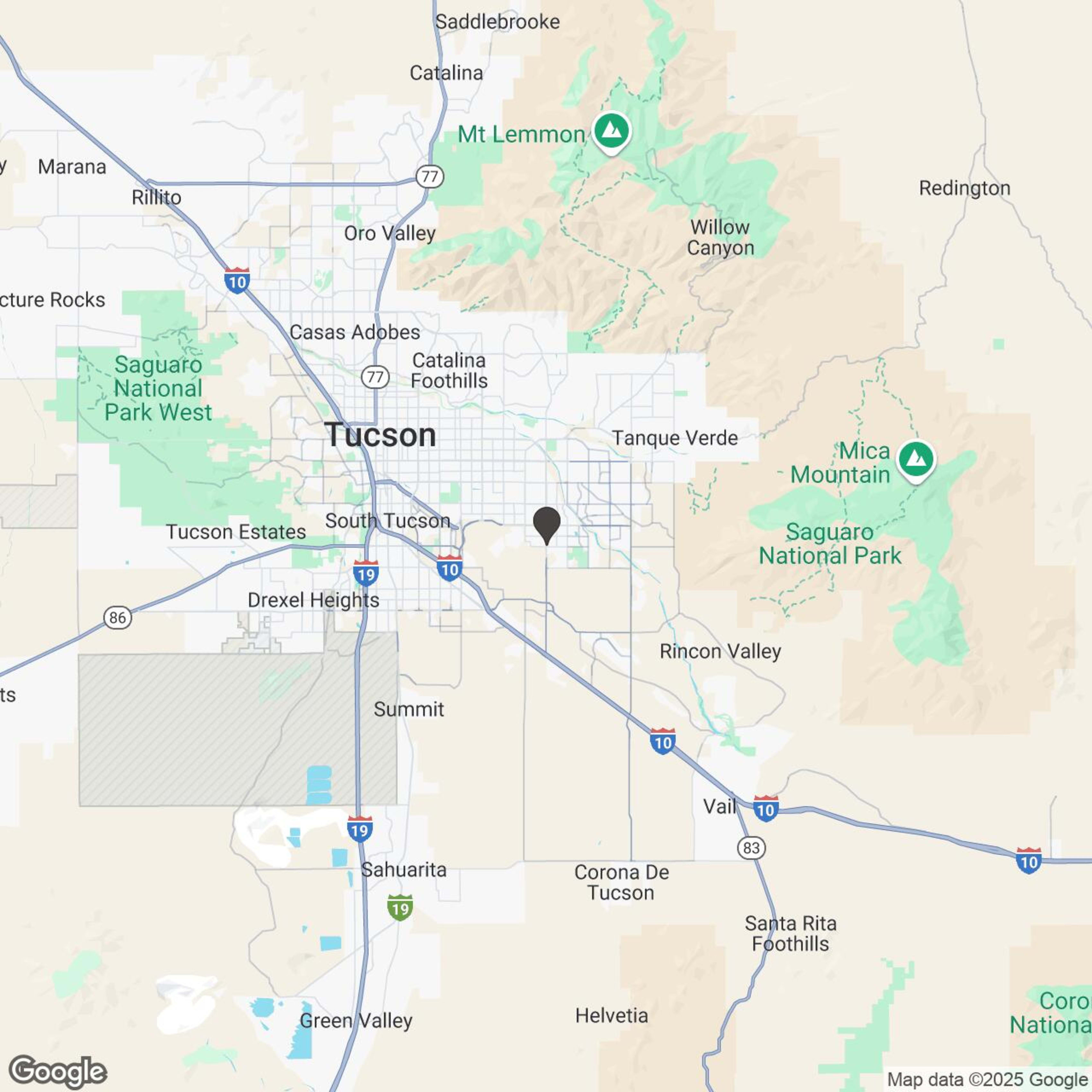 Map showing location of Tucson Adventure Rentals