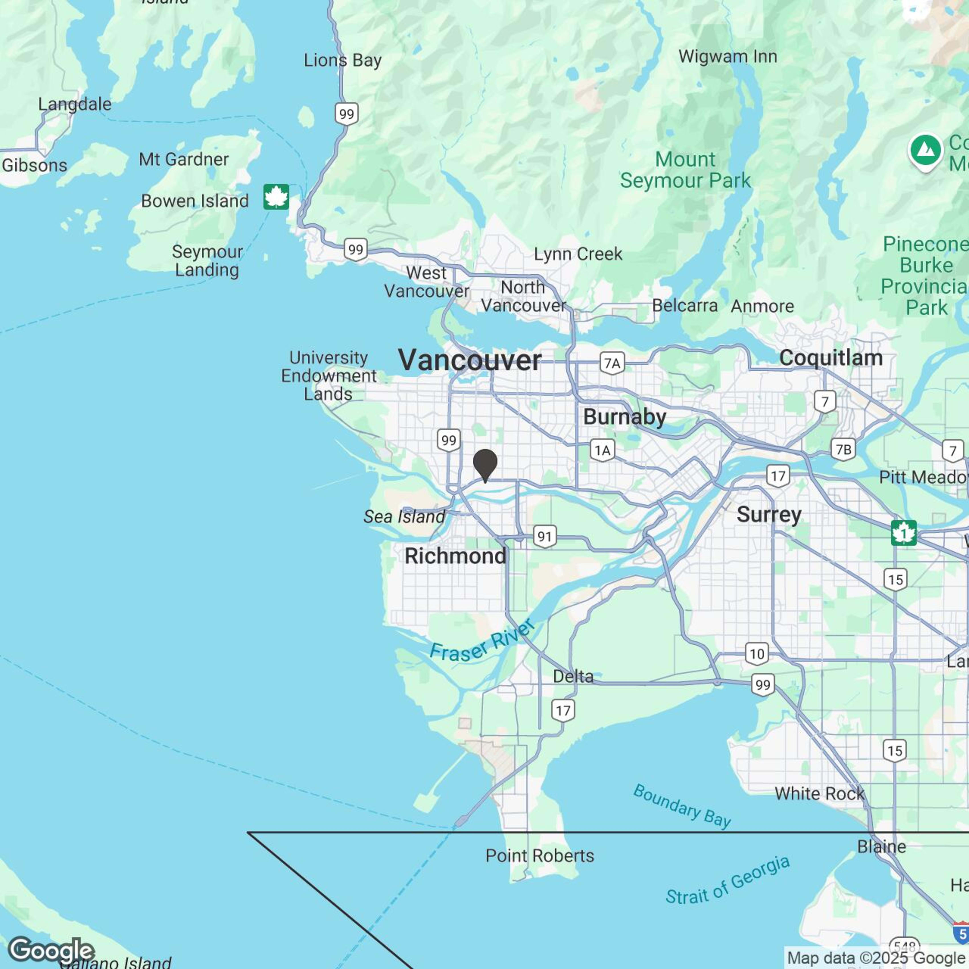 Map showing location of Vancity Slingshot Rental