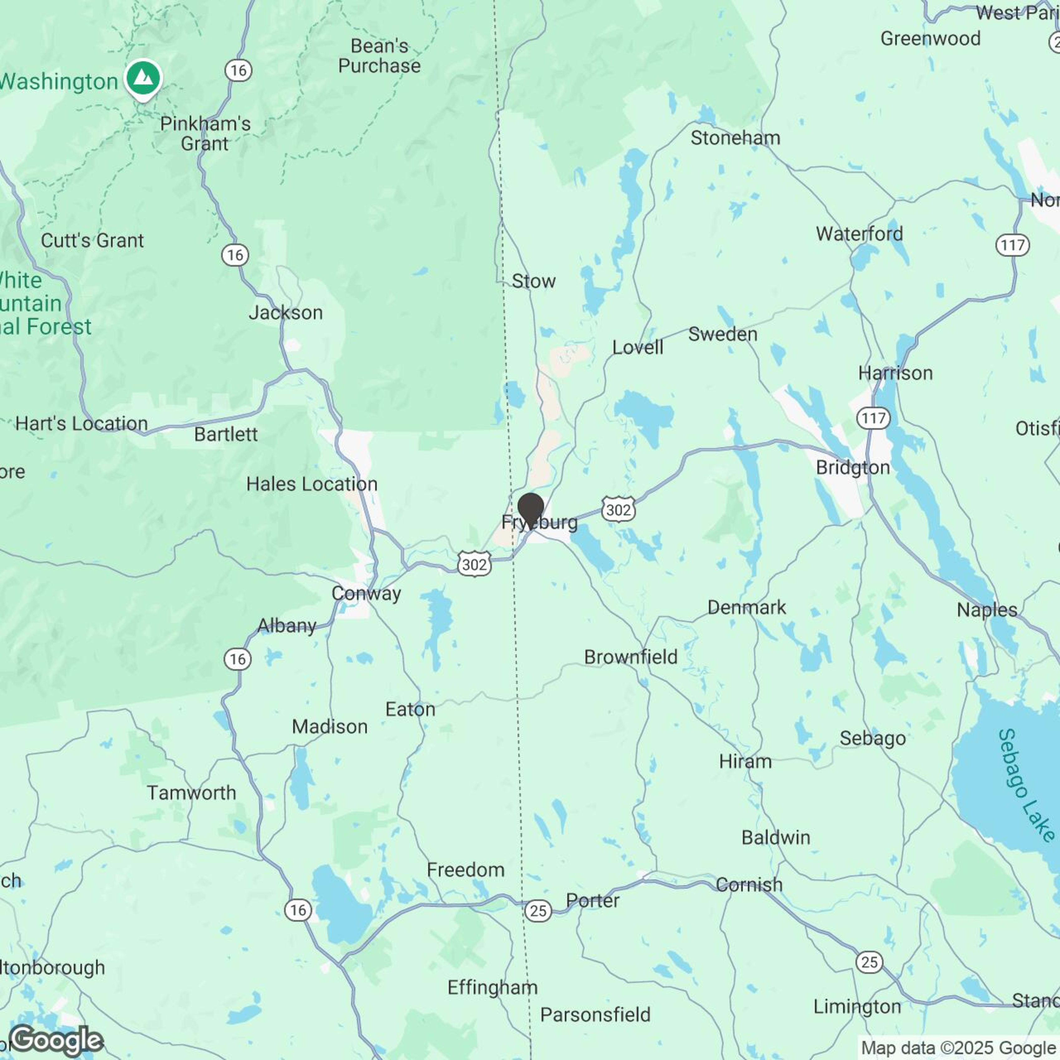Map showing location of Northeast Snowmobile Rentals - Fryeburg