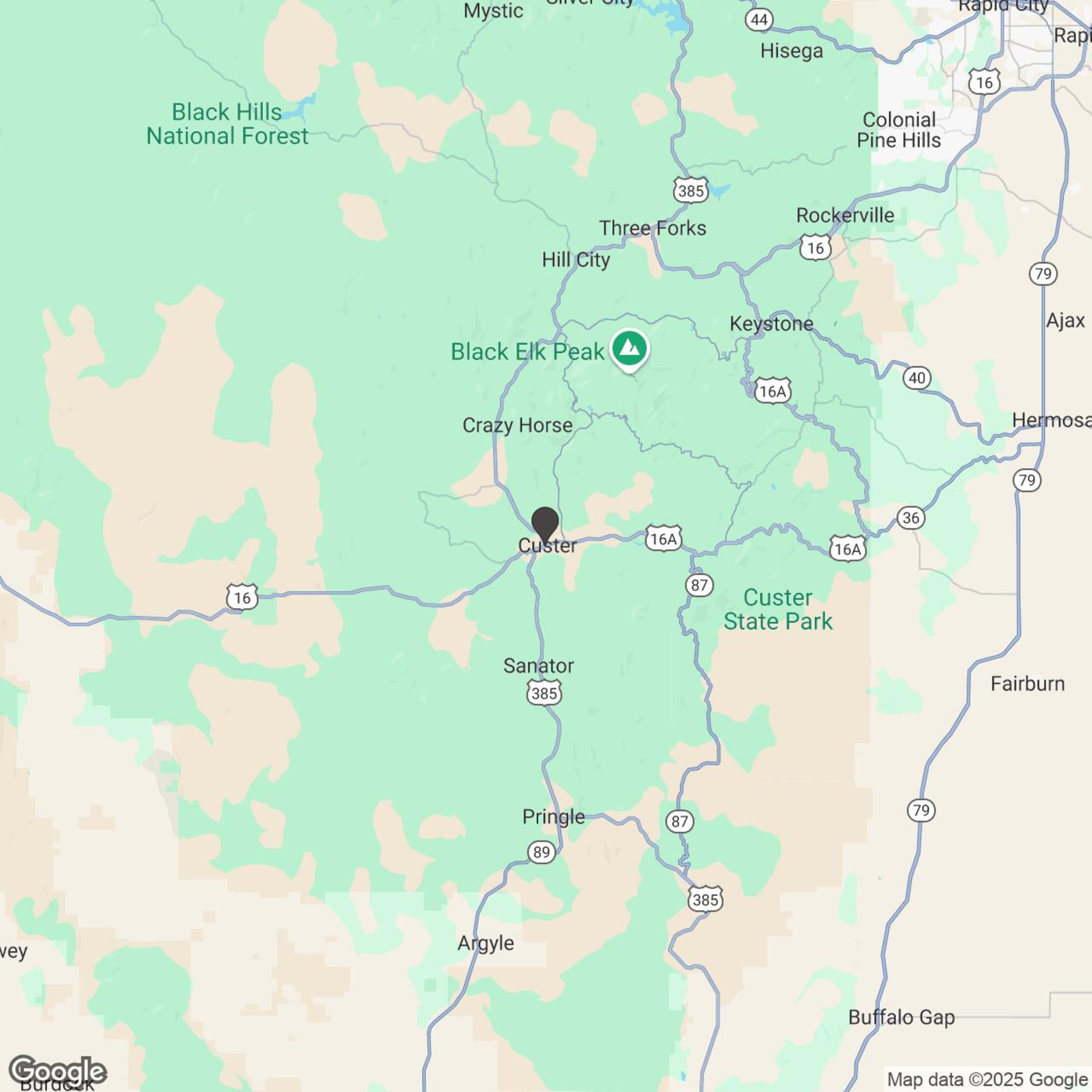 Map showing location of Adventure Rentals - Custer, SD