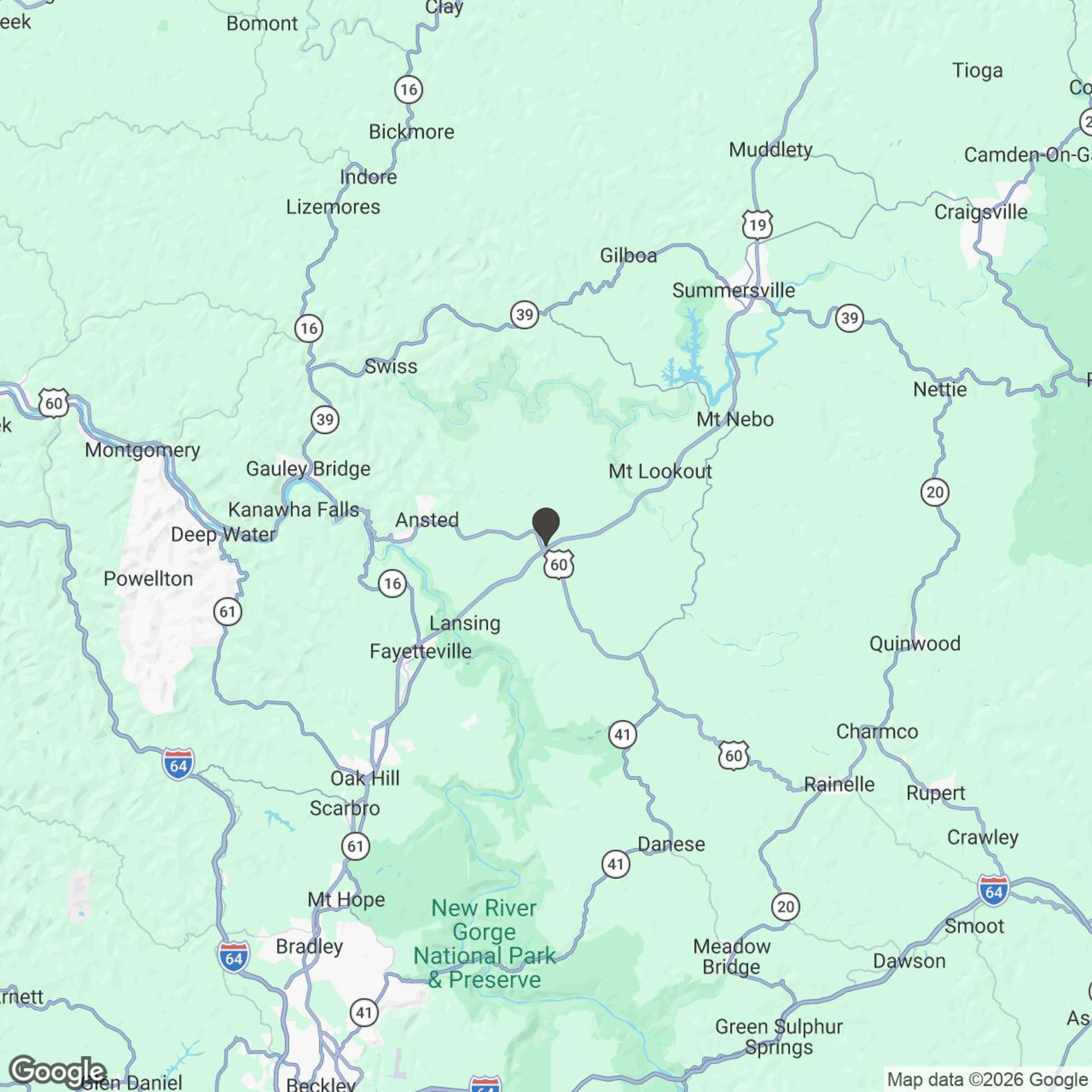 Map showing location of West Virginia Adventures