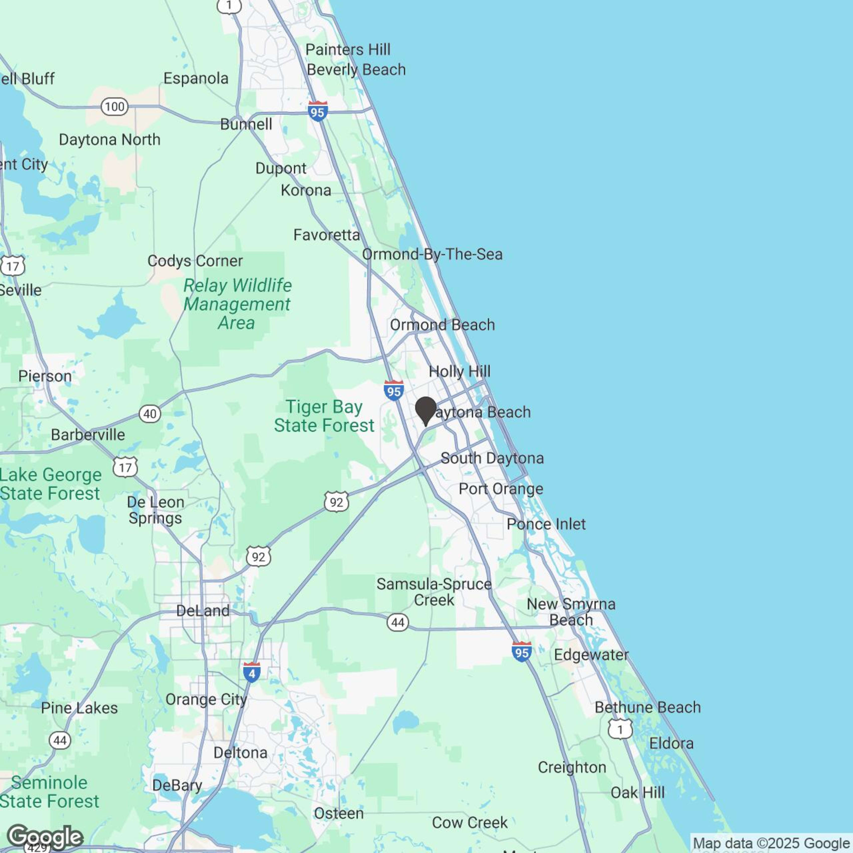 Map showing location of Daytona Slingshot Rentals