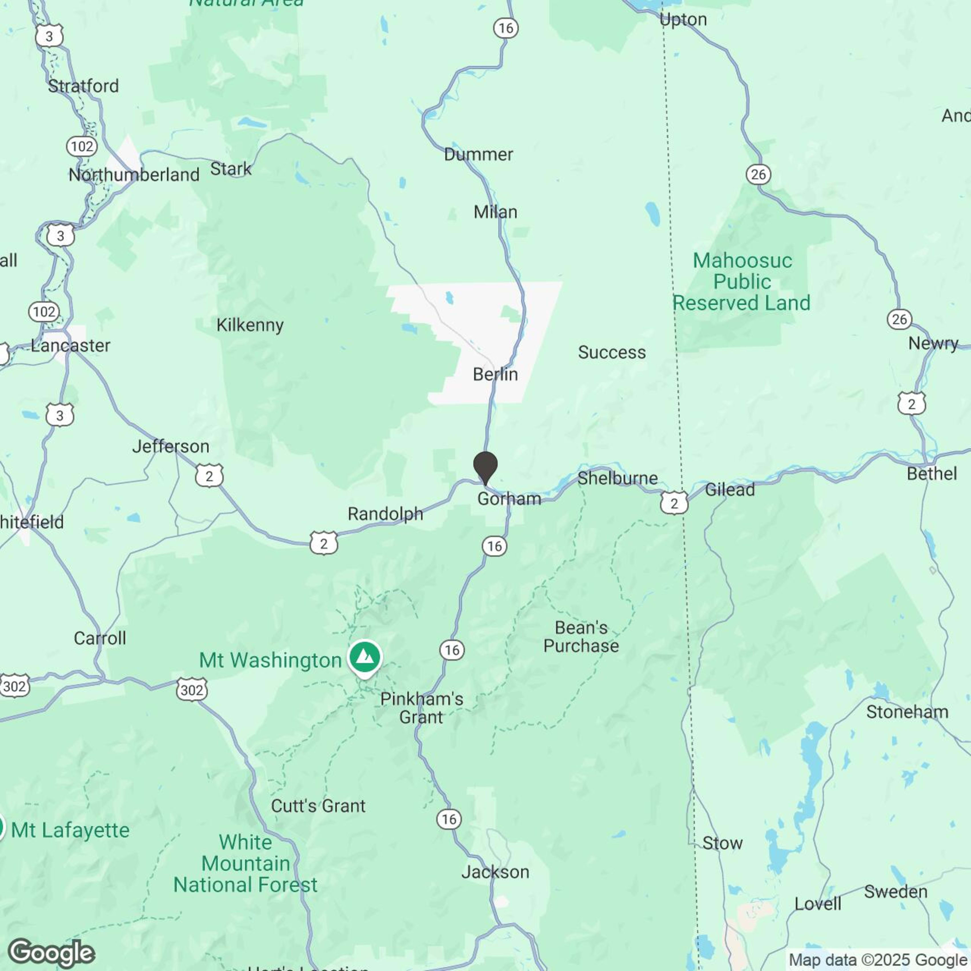 Map showing location of Northeast Snowmobile Rentals - Gorham