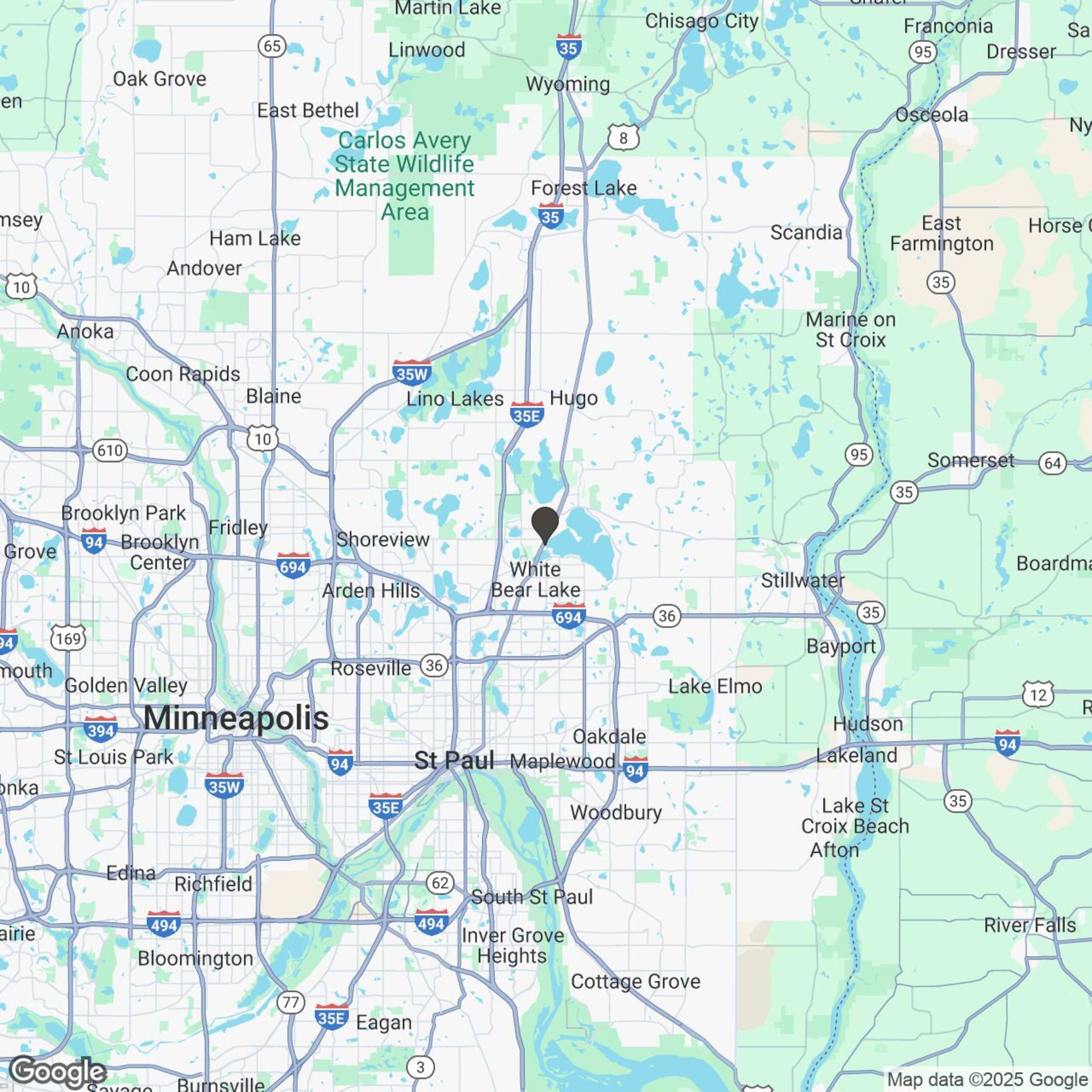 Map showing location of Your Boat Club - White Bear Lake