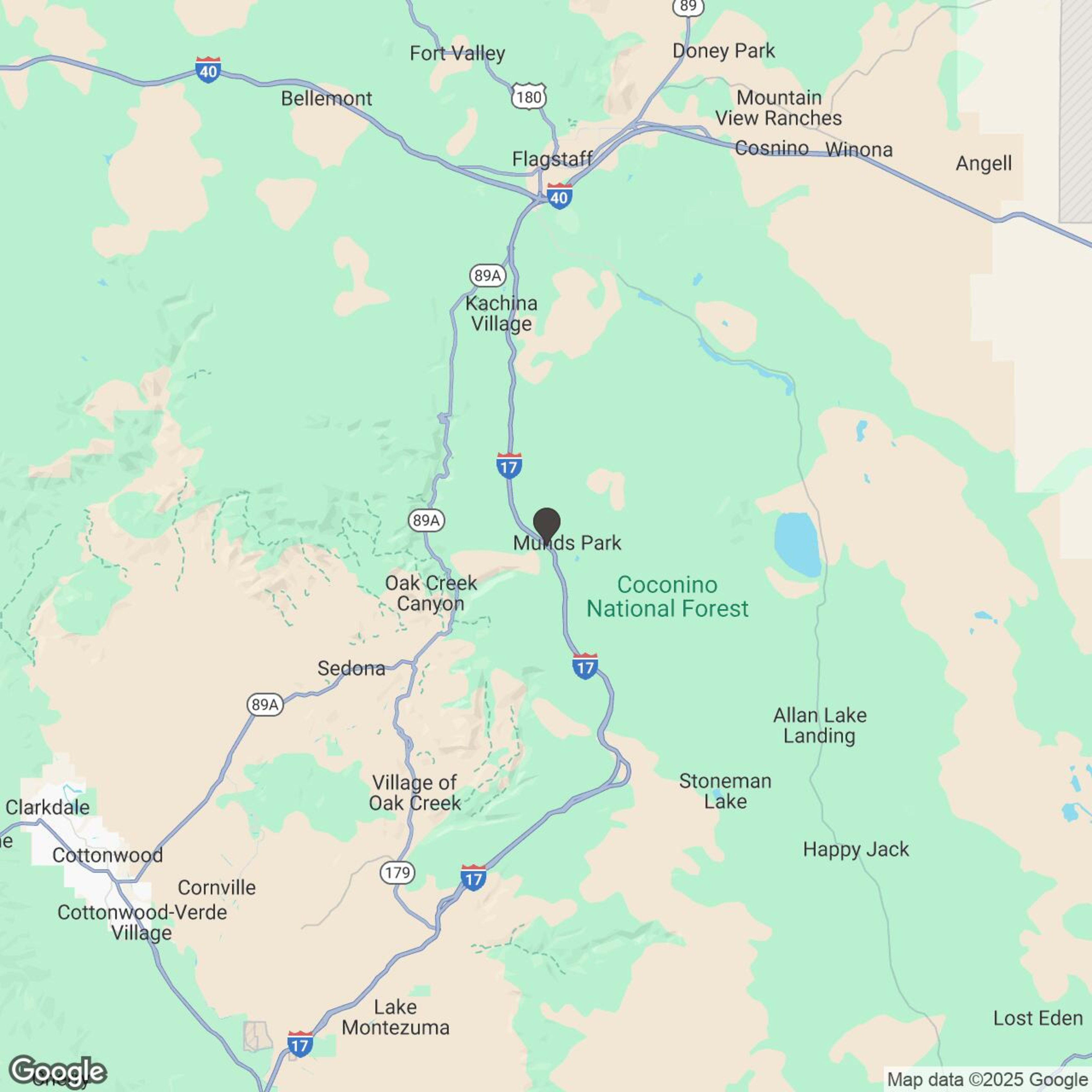 Map showing location of Flagstaff ATV Rentals - Munds Park