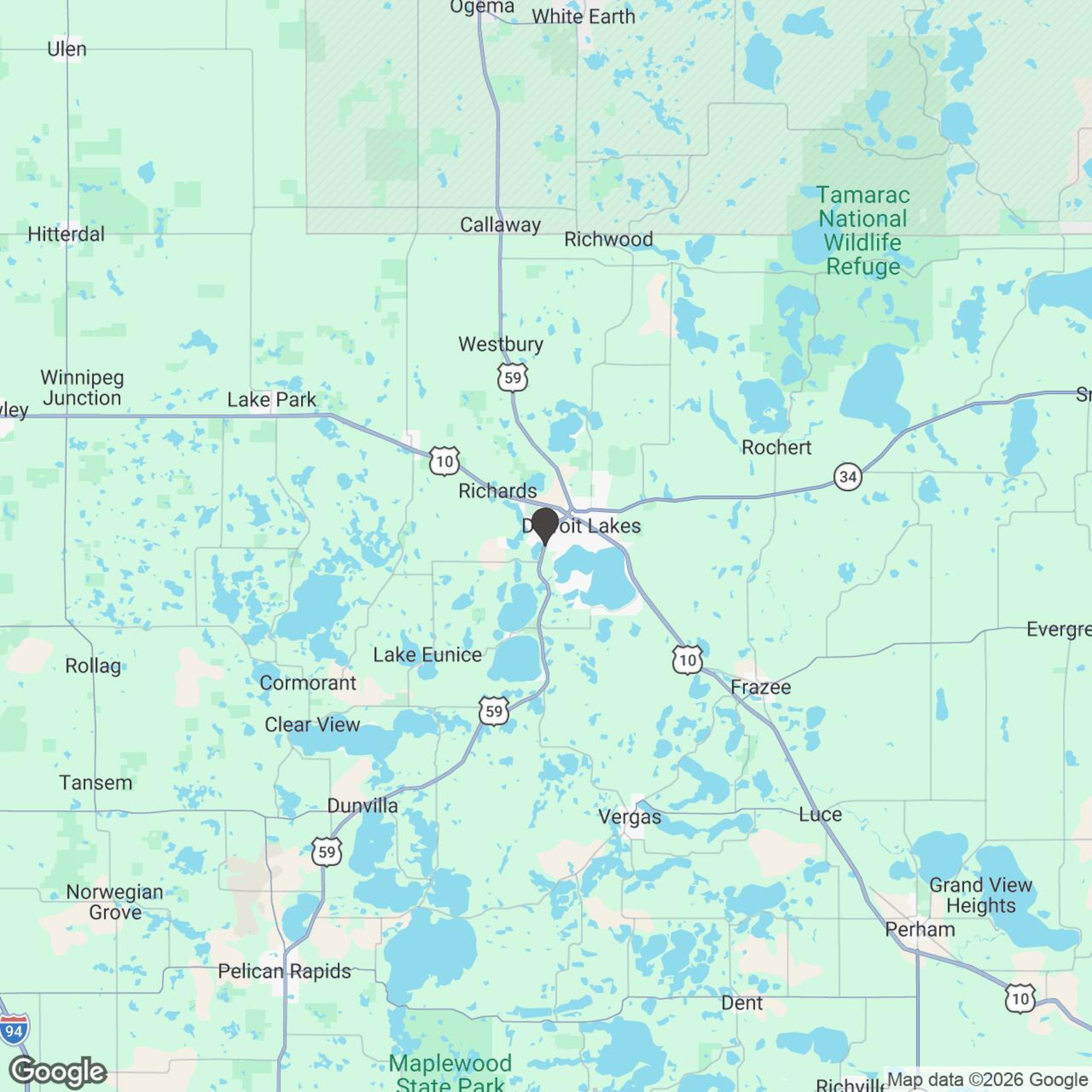 Map showing location of Gogo Rental - Detroit Lakes