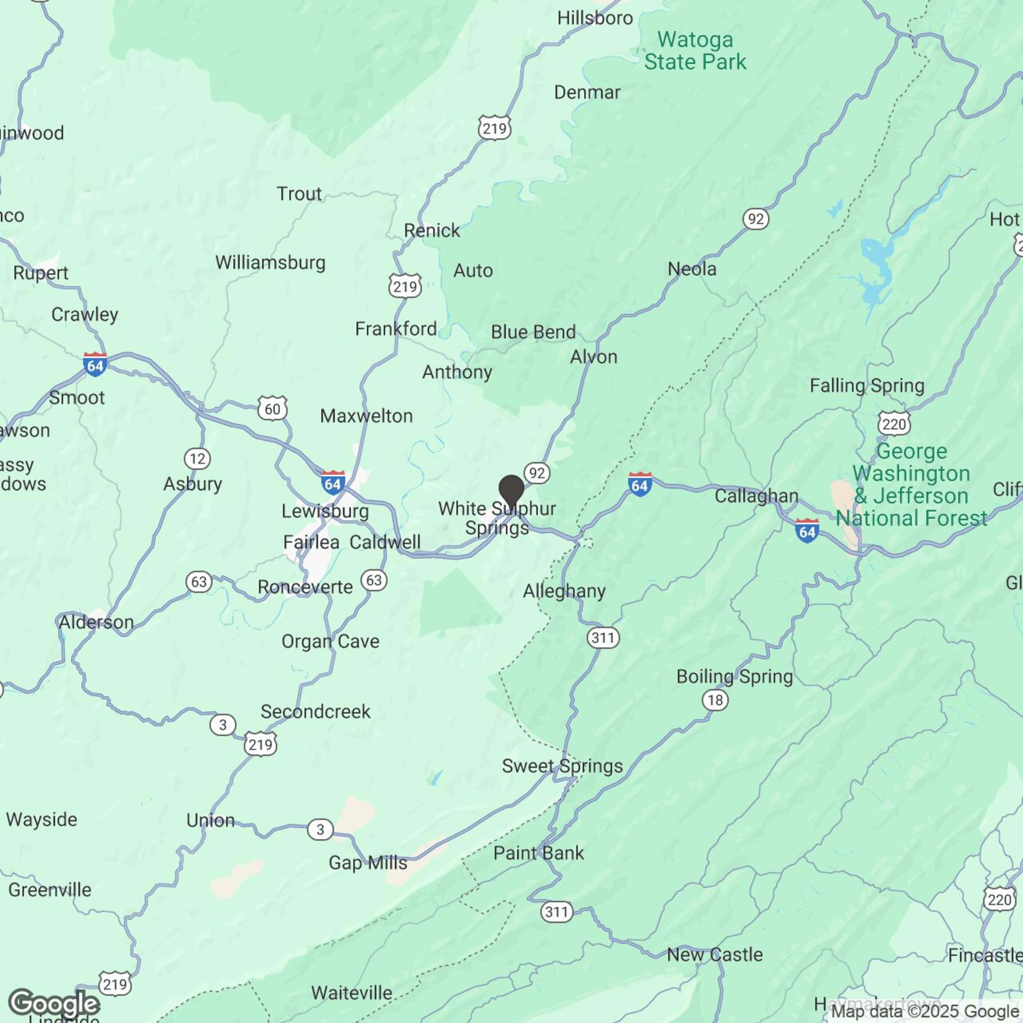 Map showing location of Off Road Adventures, LLC at The Greenbrier