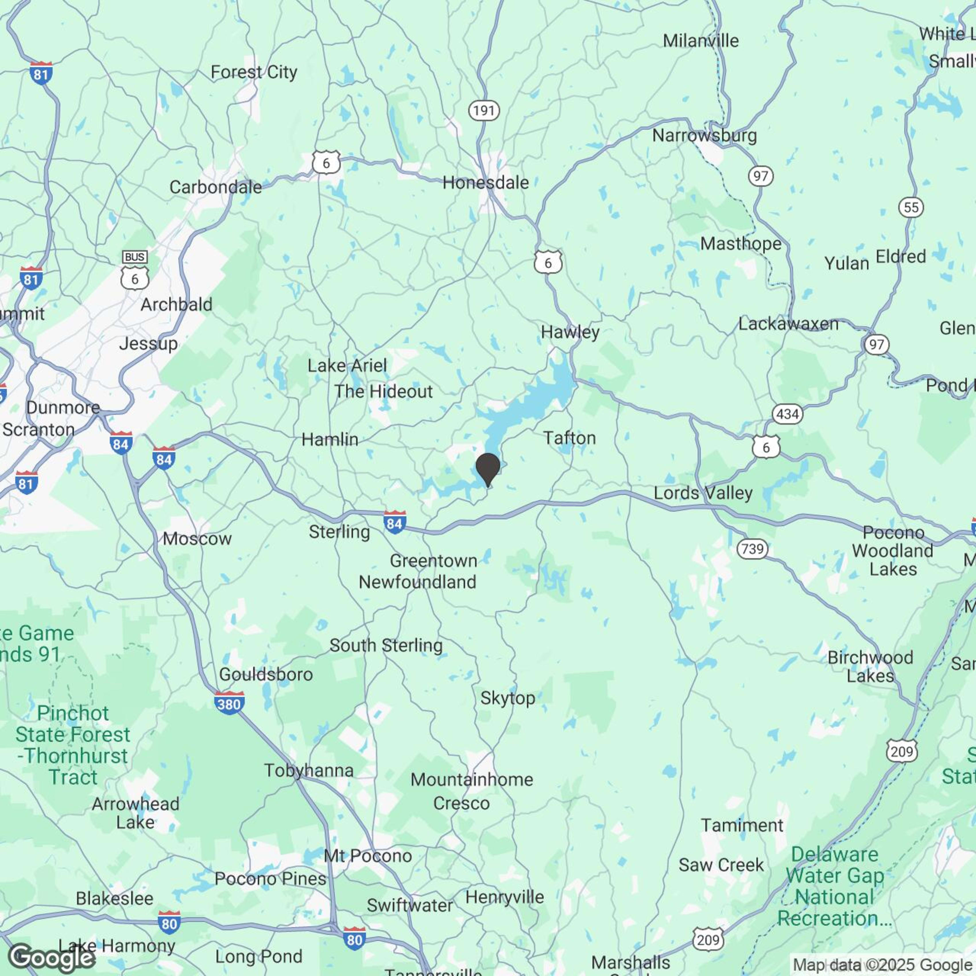 Map showing location of Pocono Action Sports
