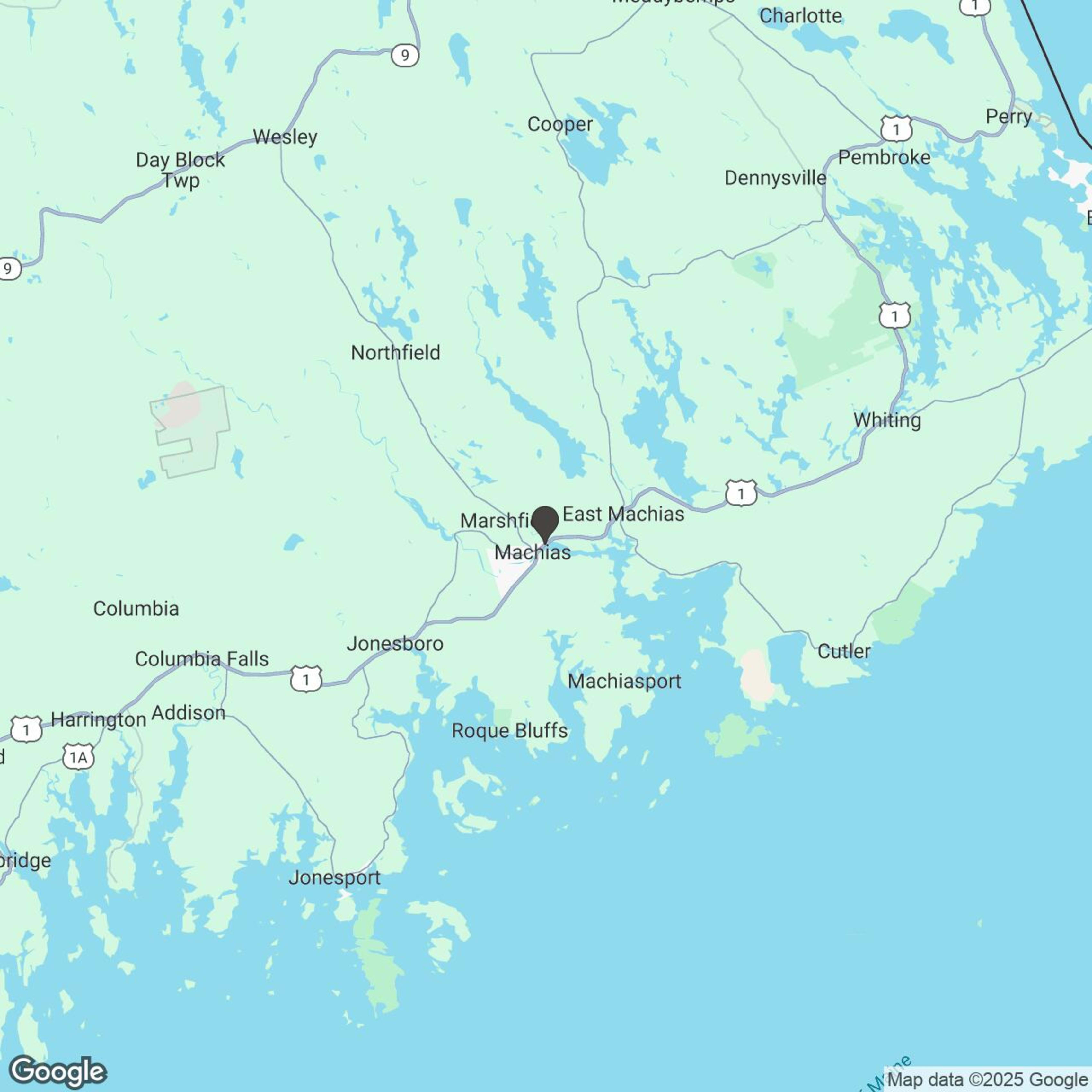 Map showing location of Downeast Adventures