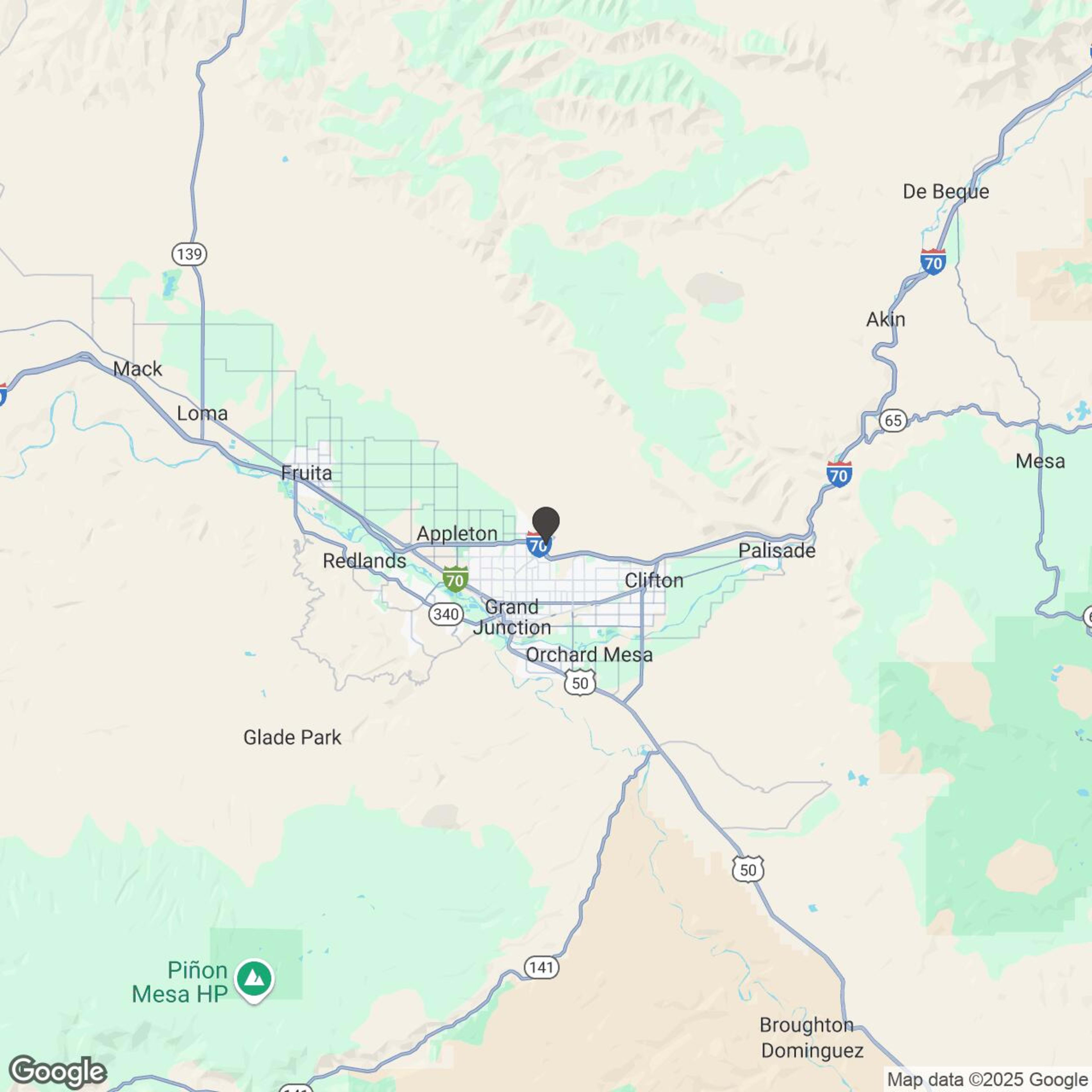 Map showing location of Grand Junction Off-Road UTV Rentals