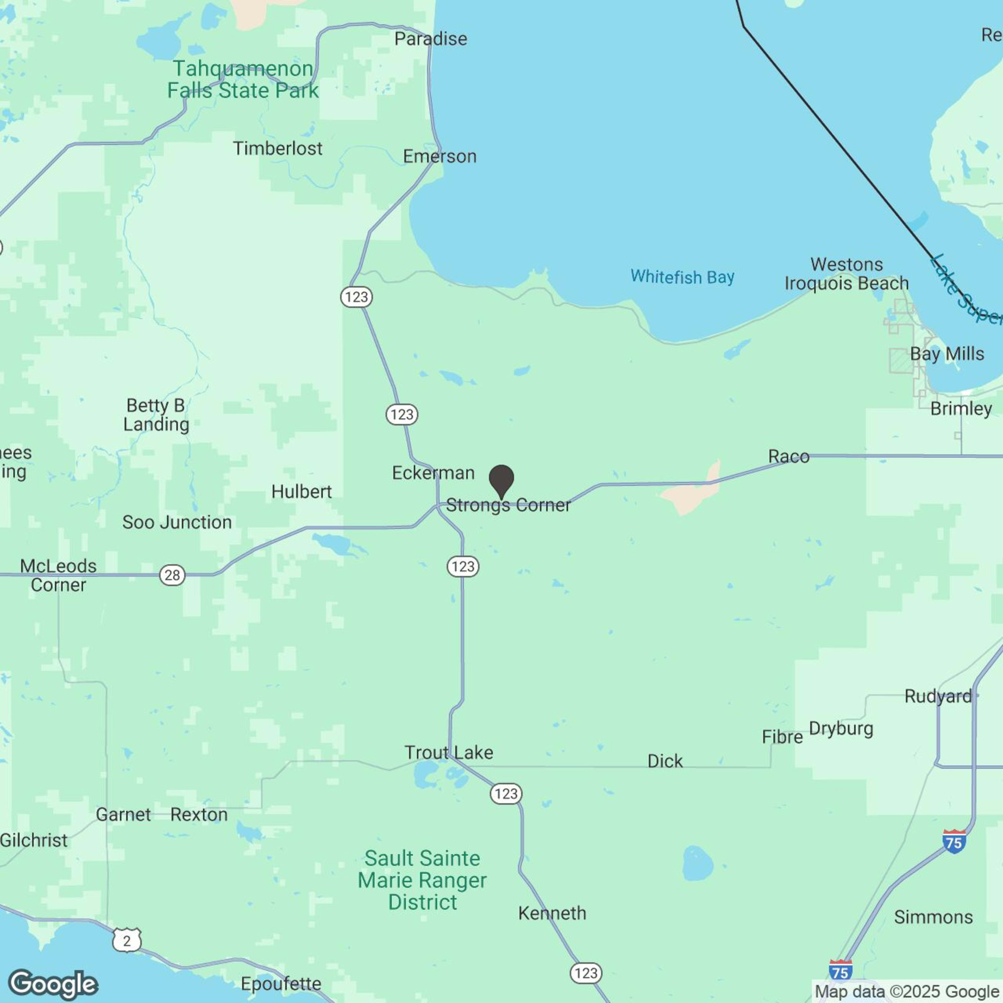 Map showing location of U.P UTV Rentals @ Clarke Motel