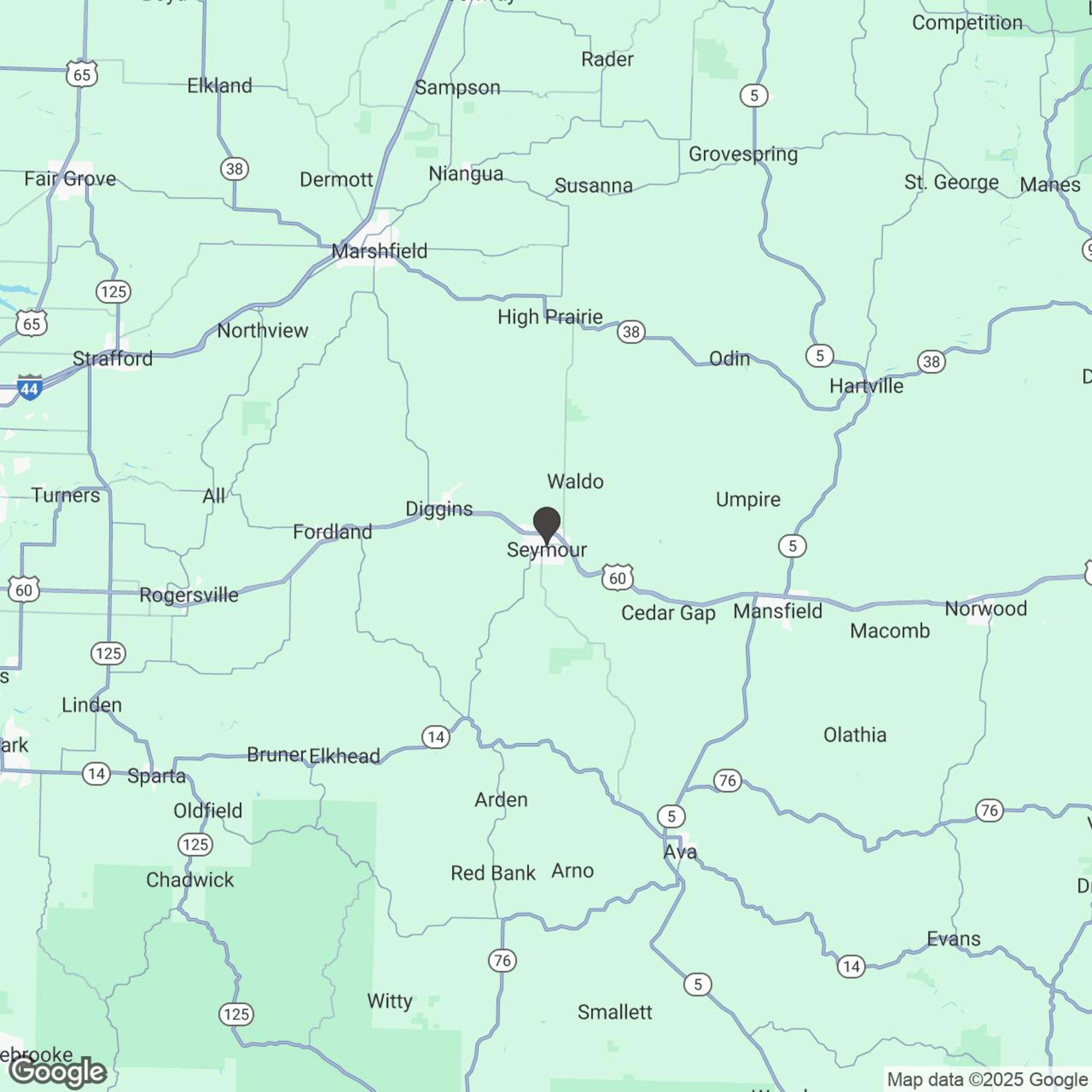 Map showing location of Seymour Hourly Slingshot Rentals