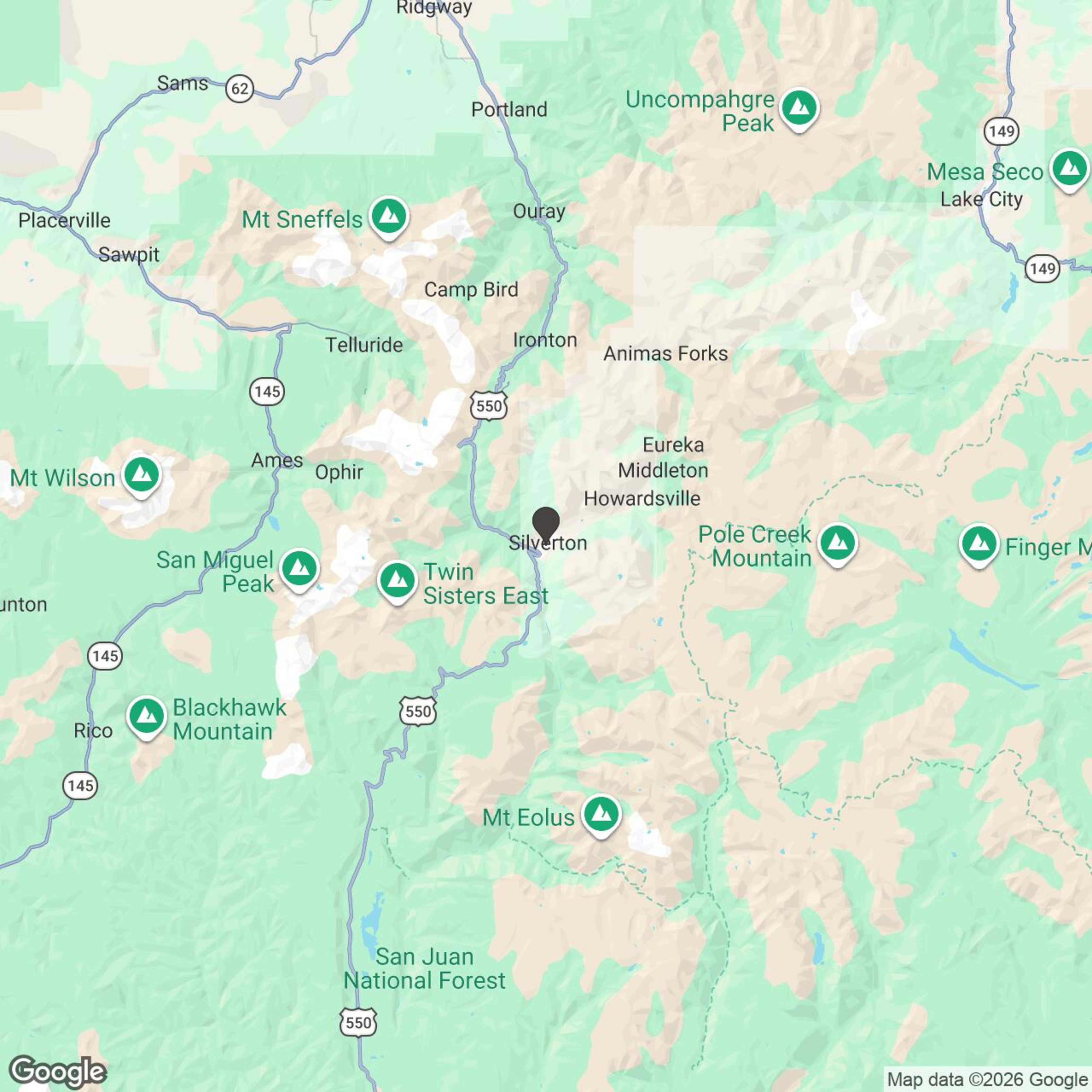 Map showing location of Animas Forks Ghost Town Adventure (2 Hour)