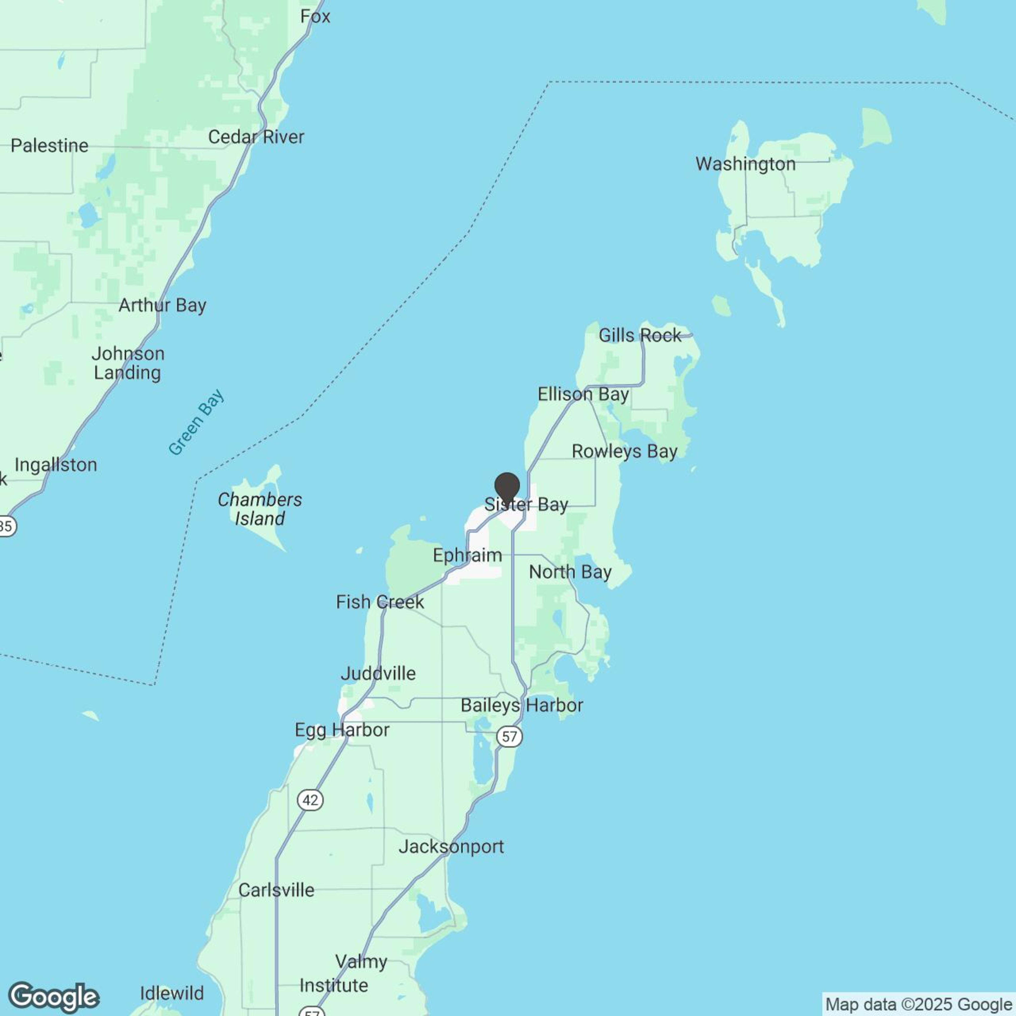 Map showing location of Door Peninsula Slingshot Rentals