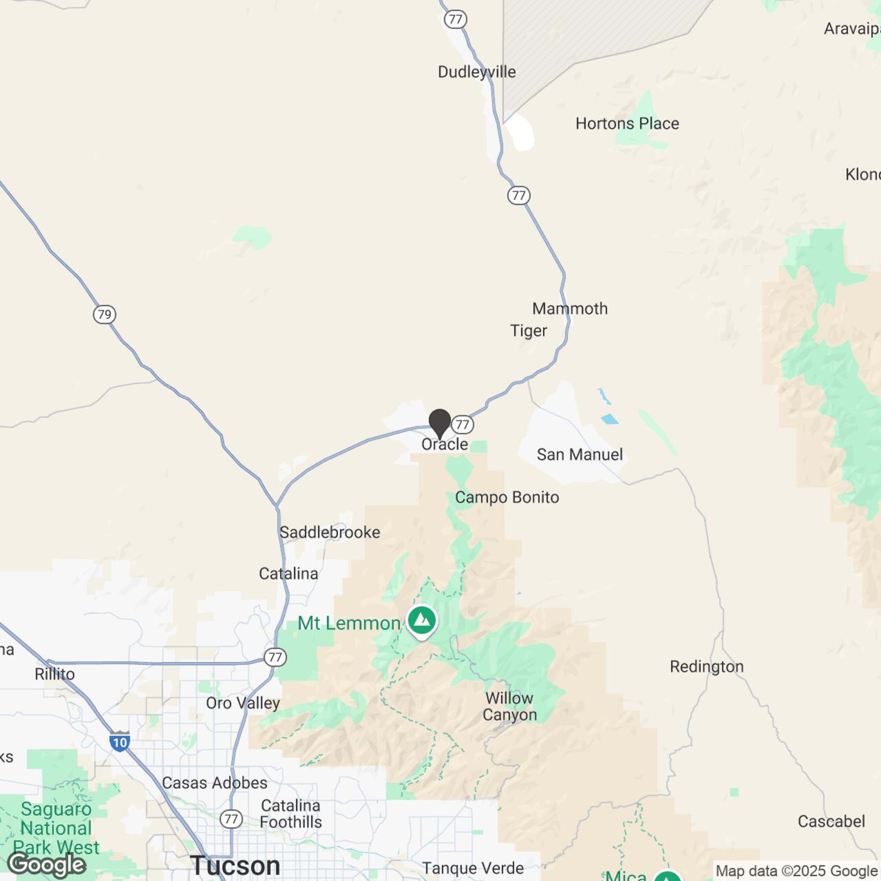 Map showing location of Full-Day Oracle Adventure