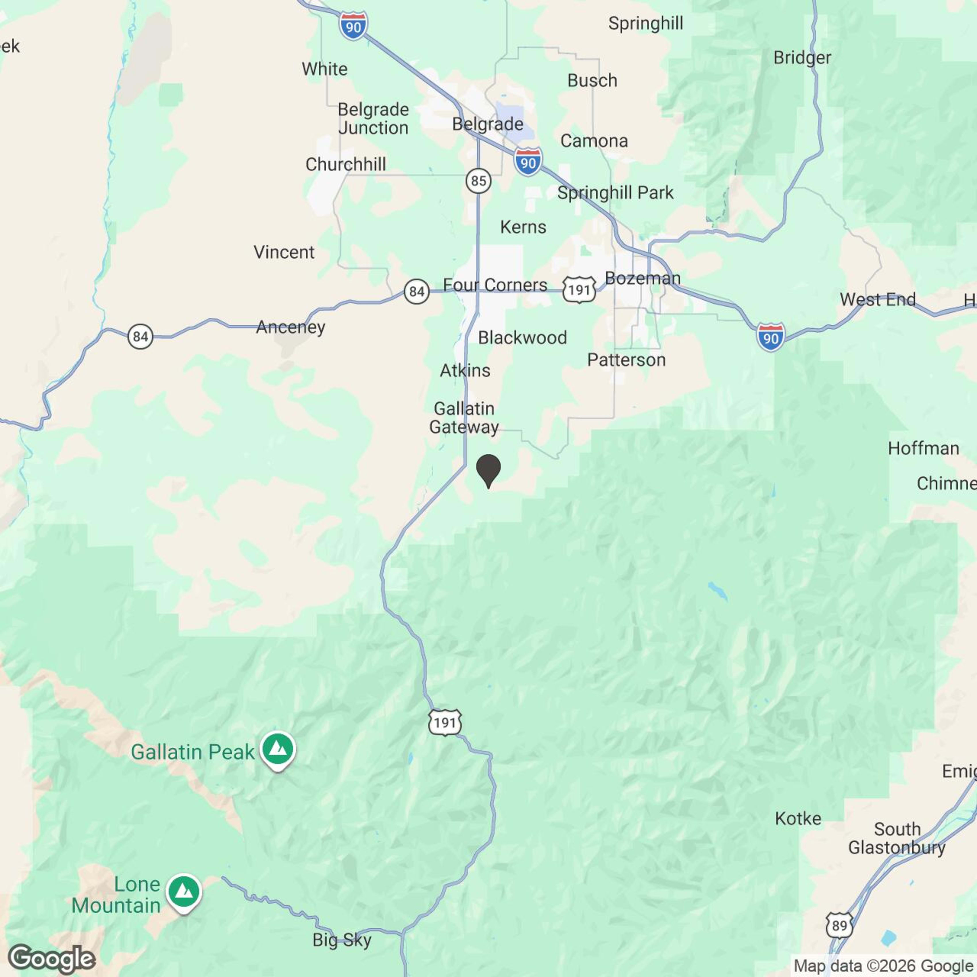 Map showing location of Bozeman 2-Hour Off Road Adventure