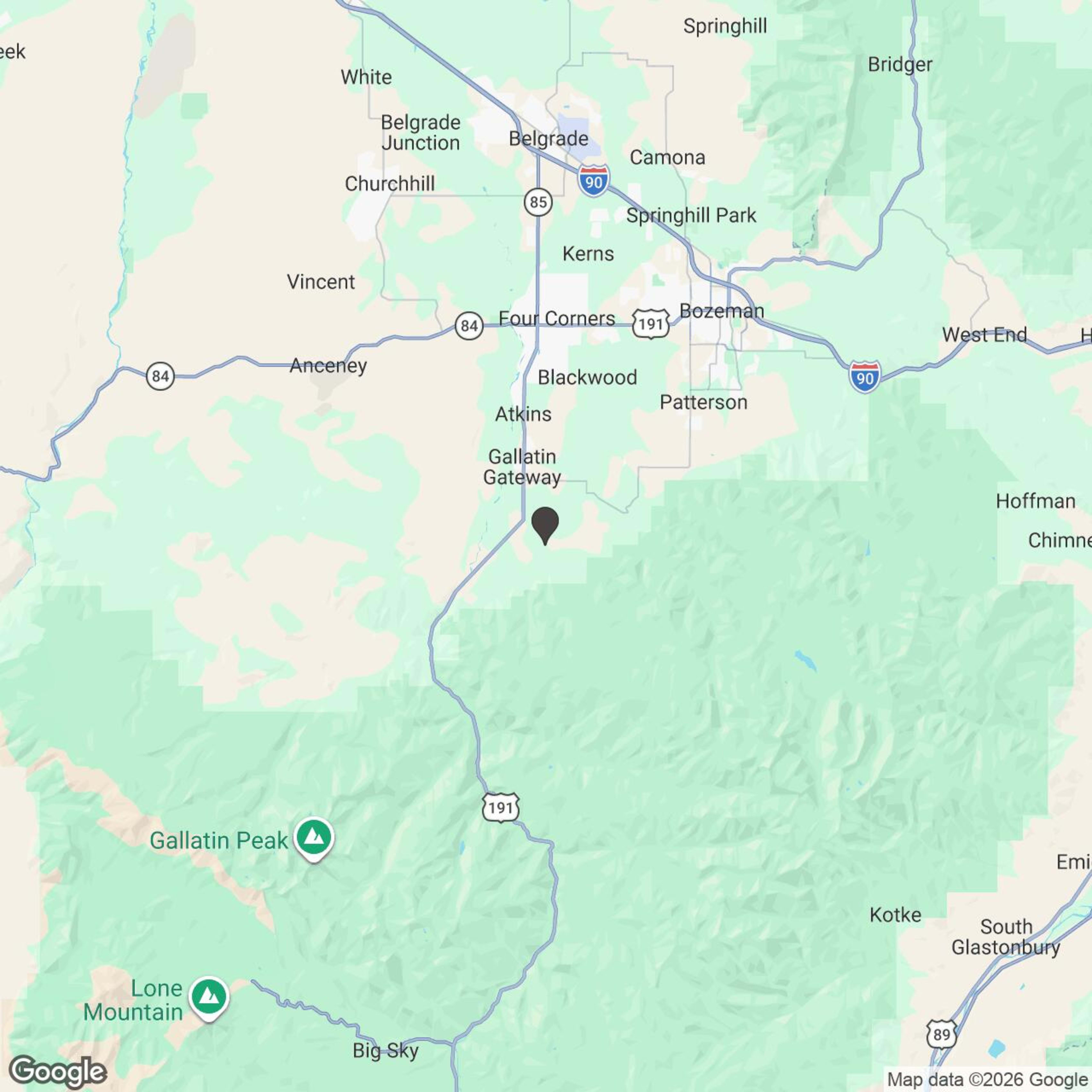 Map showing location of Bozeman 3-Hour Off Road Adventure