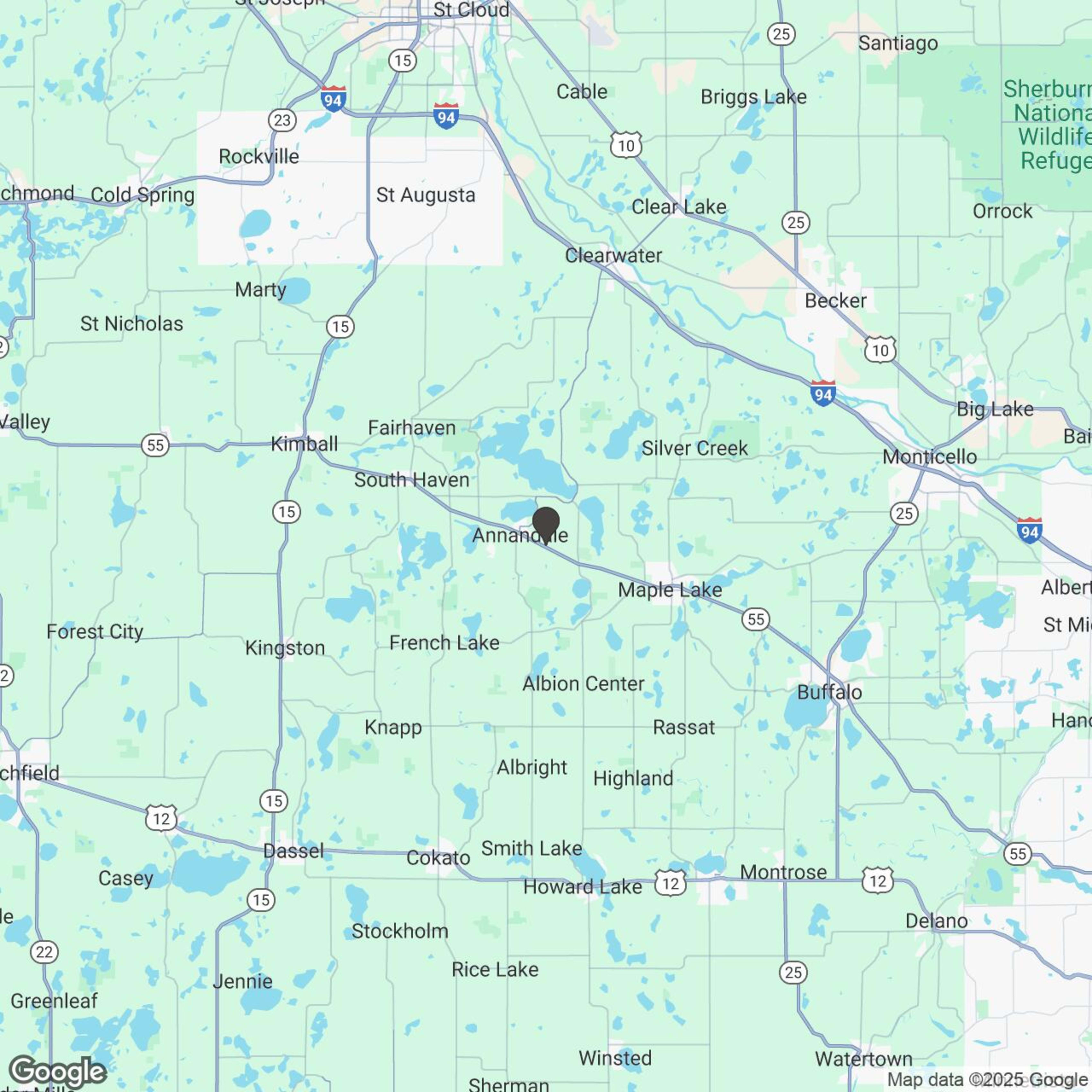 Map showing location of Stay and Play Package Cabin and Sleds