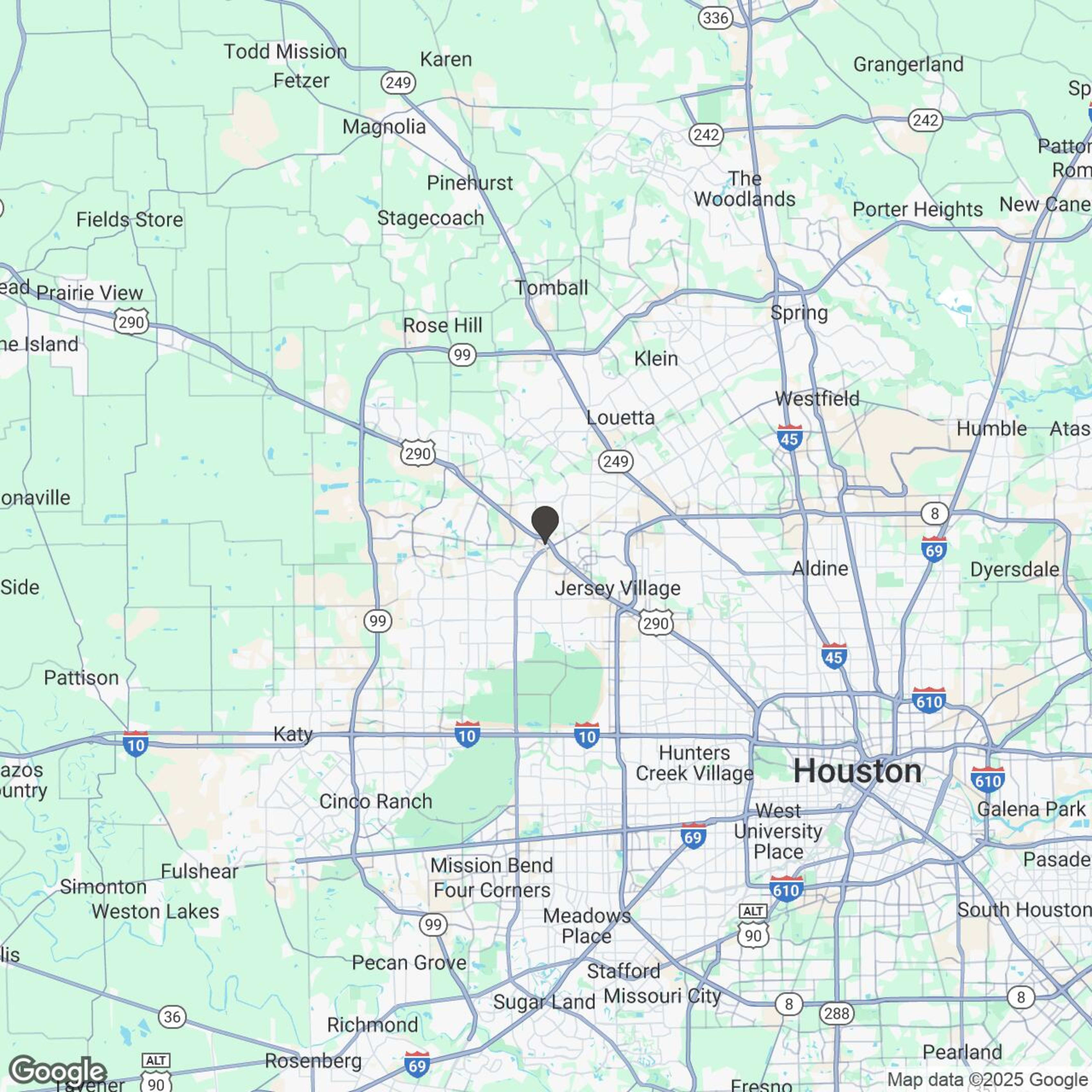 Map showing location of Houston Slingshot Tours