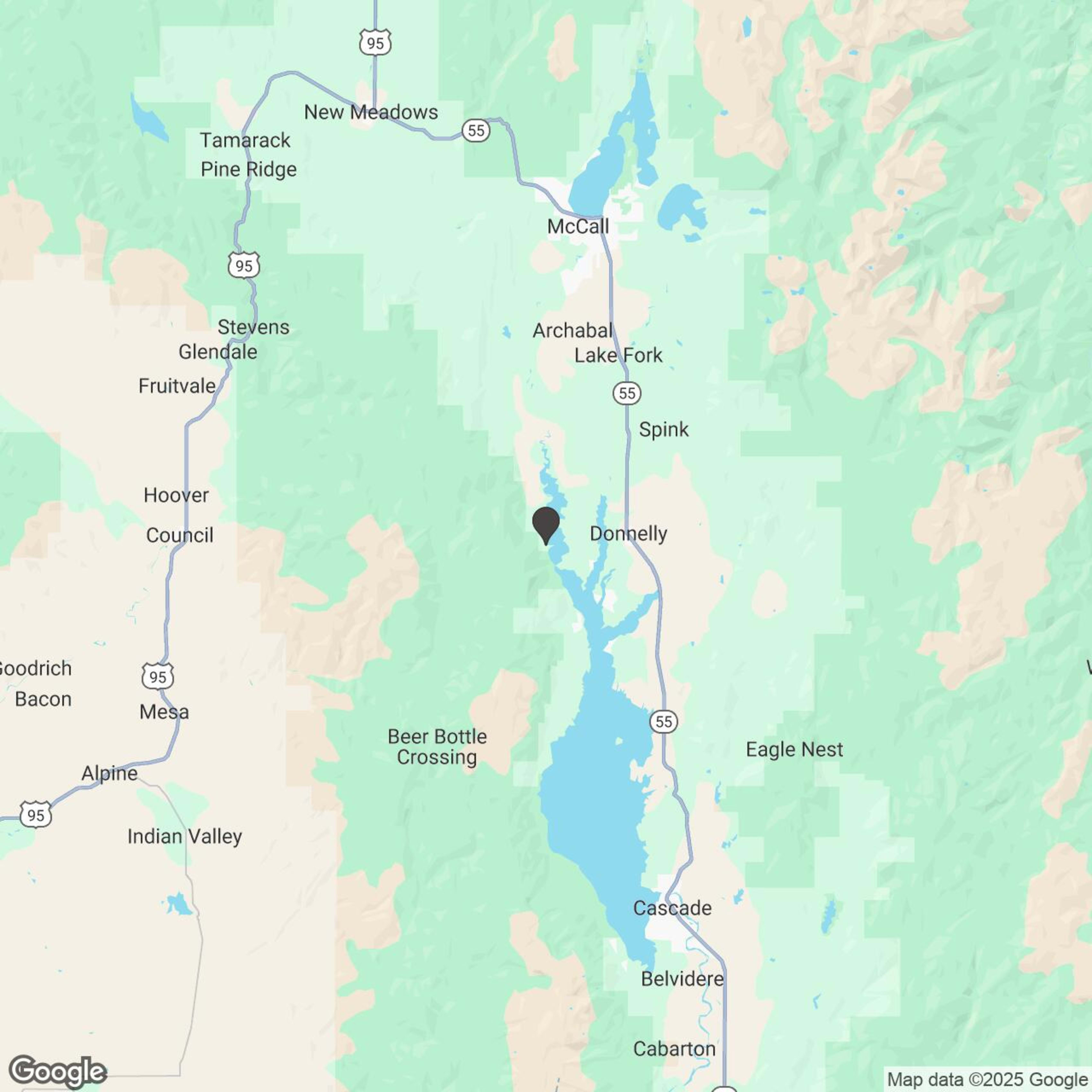 Map showing location of Donnelly Guided Scenic Mountain Snowmobile Tour - Easy