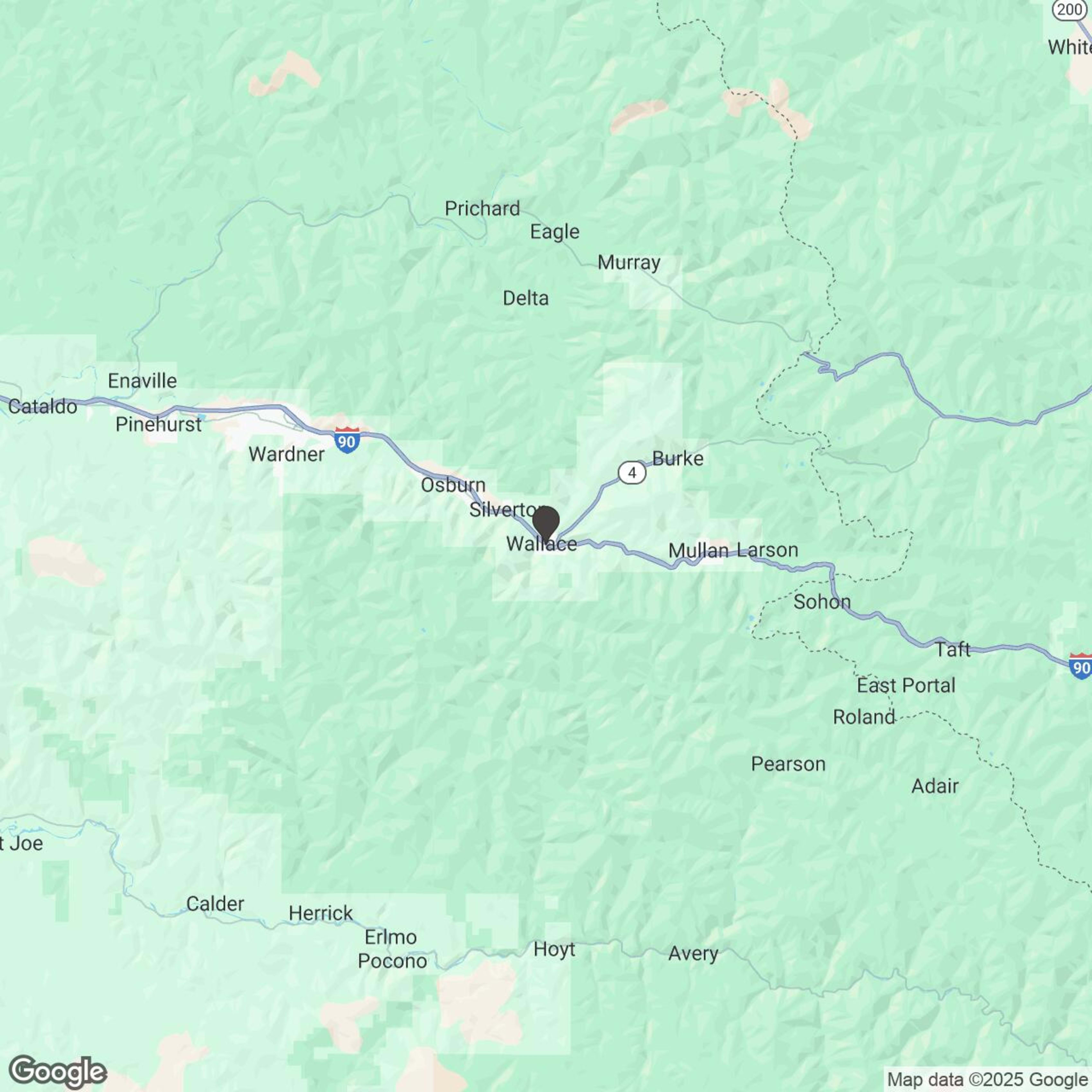 Map showing location of Wallace/Hiawatha UTV Rentals