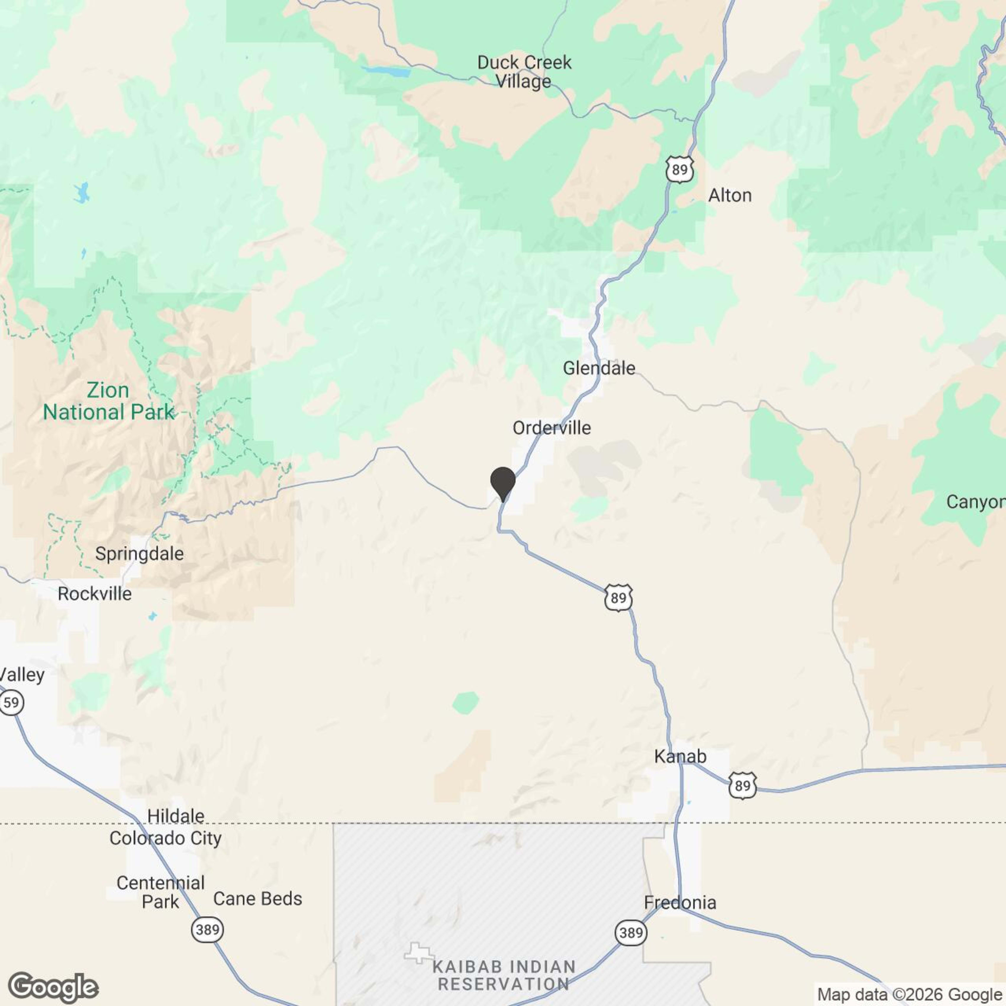 Map showing location of Guided: East Zion ATV Tour