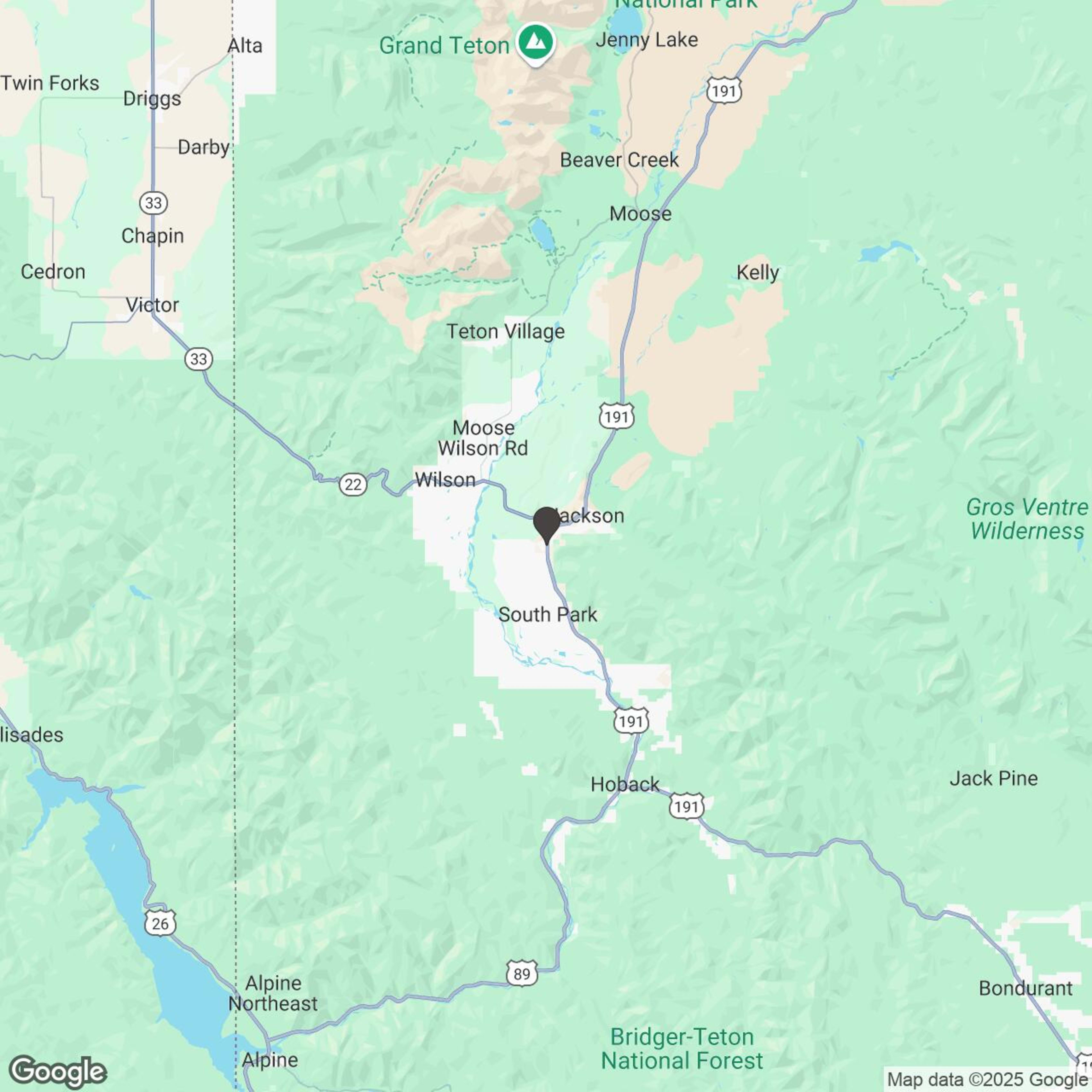 Map showing location of Private: Gros Ventre Tour